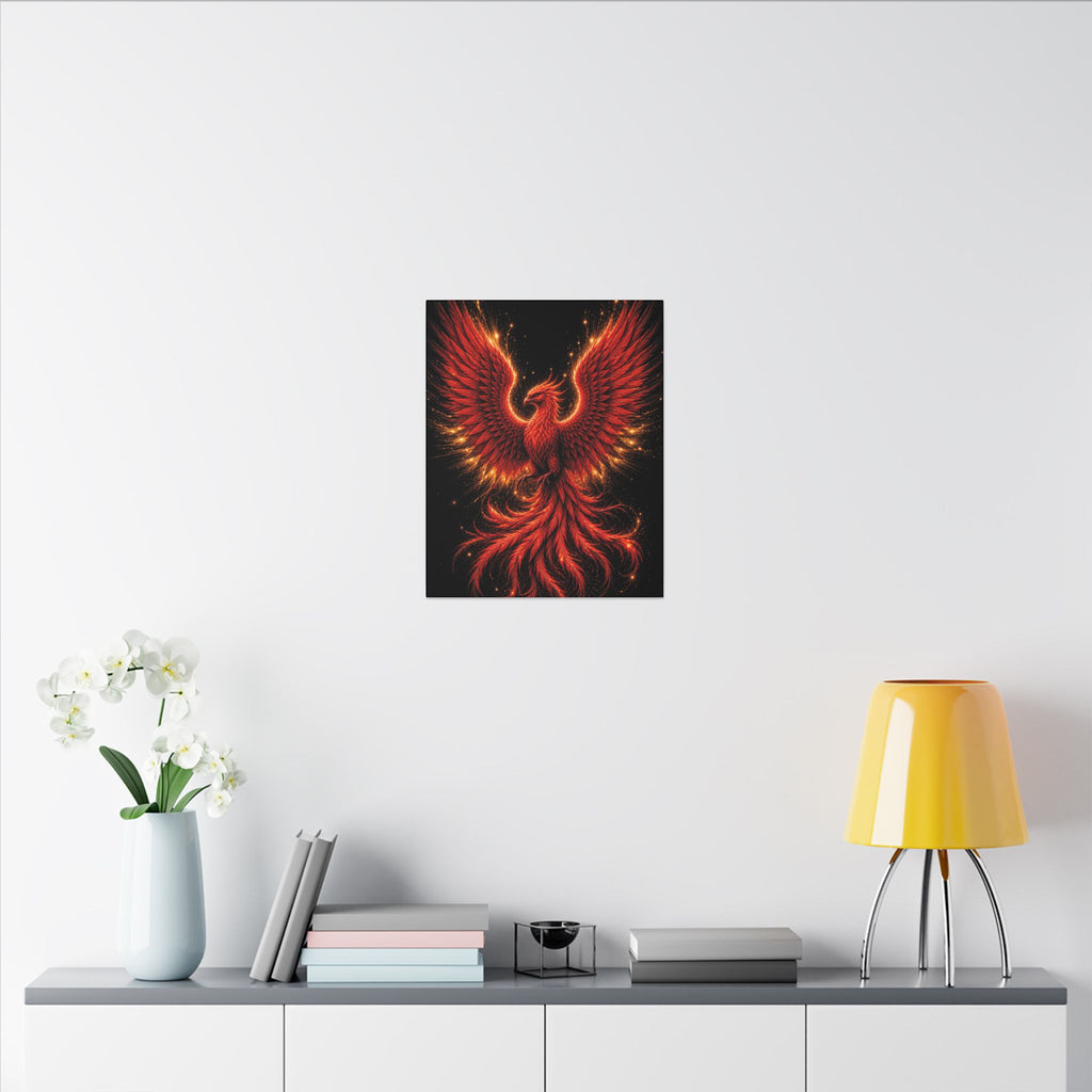 Fiery Phoenix Matte Stretched Canvas