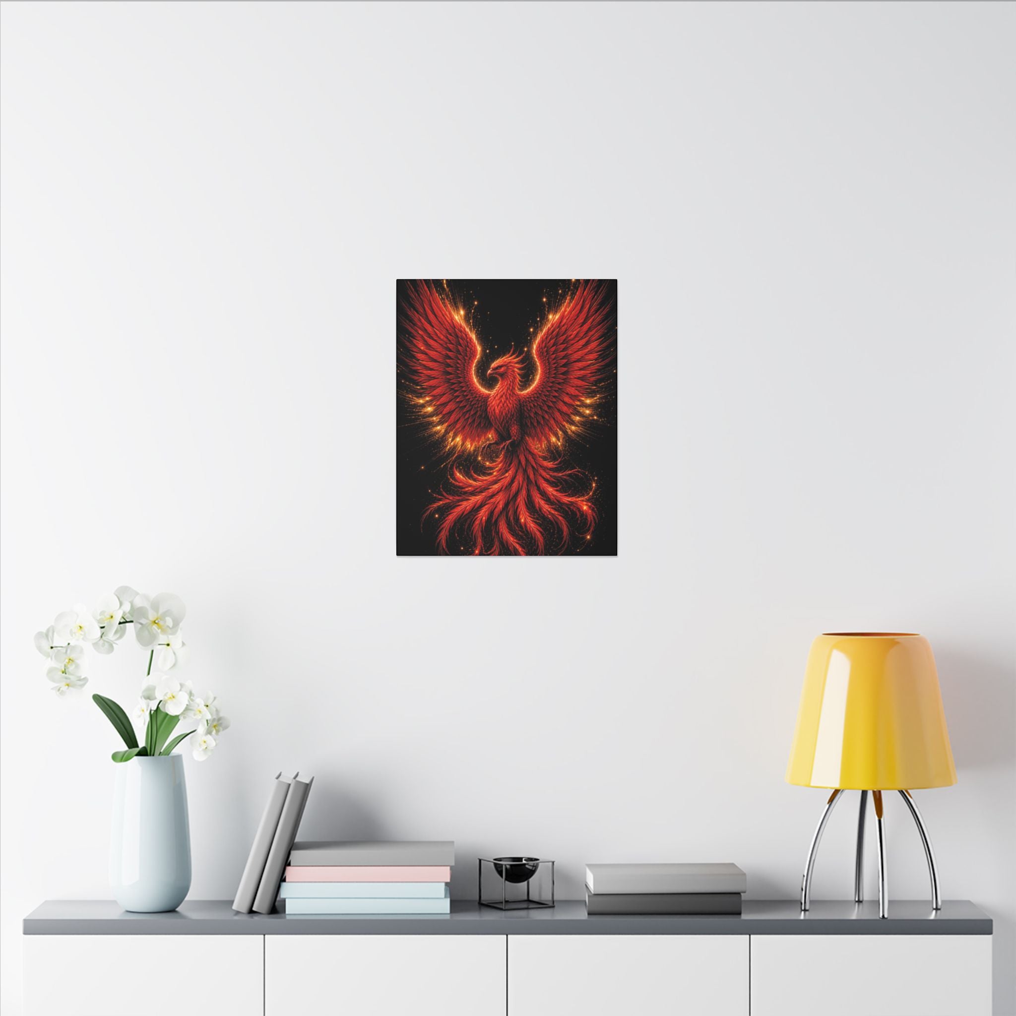 Fiery Phoenix Matte Stretched Canvas