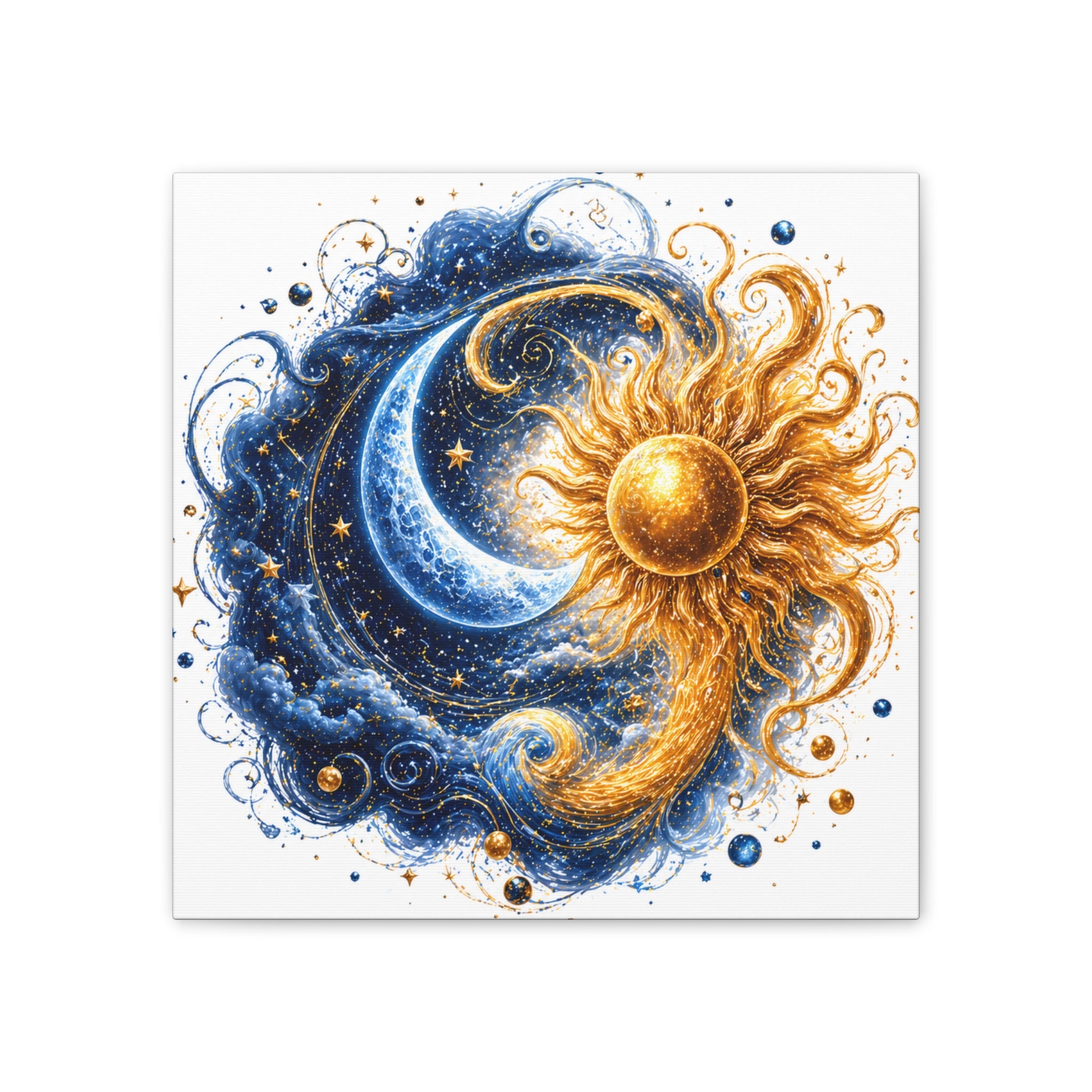 Sun and Moon Wall Art Canvas - Cosmic Celestial Painting
