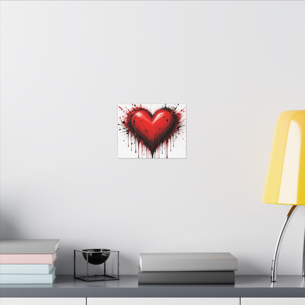 Dripping Red Heart Matte Canvas Wall Art — Bold Graffiti Love Print