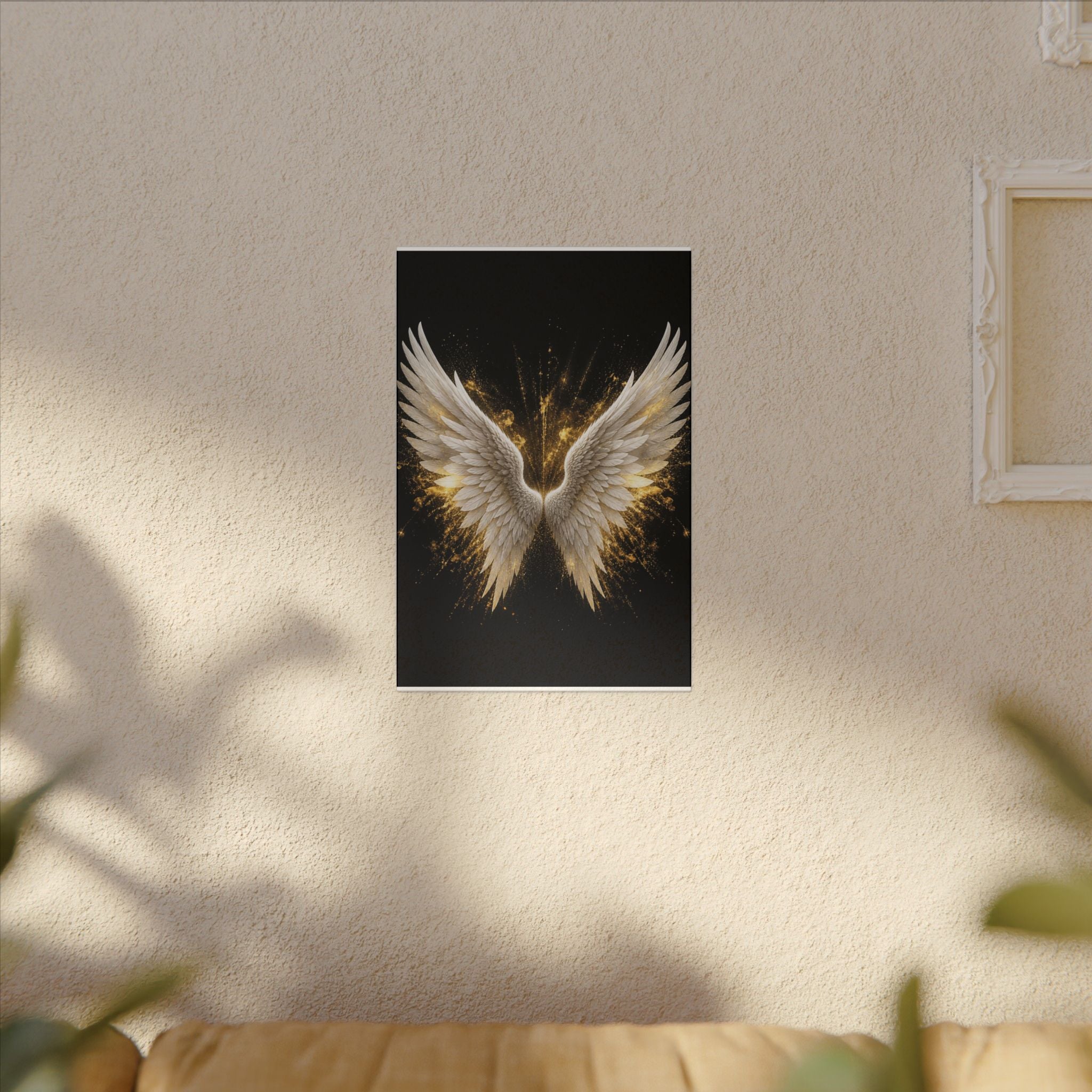 Angel Wings Canvas Print – Golden Feather Wall Art