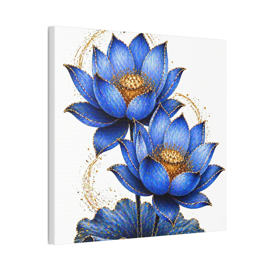 Blue Lotus Canvas Wall Art — Stretched 0.75" Botanical Print