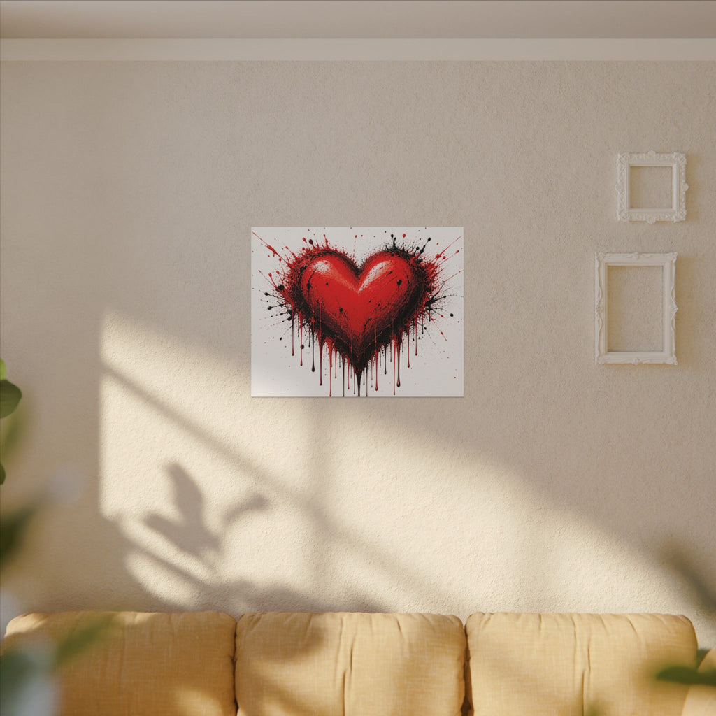 Dripping Red Heart Matte Canvas Wall Art — Bold Graffiti Love Print