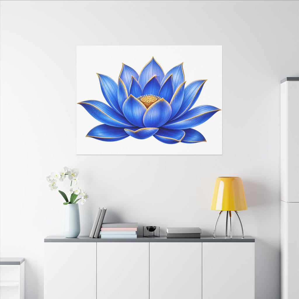 Blue Lotus Canvas Wall Art — Stretched Matte Floral Print