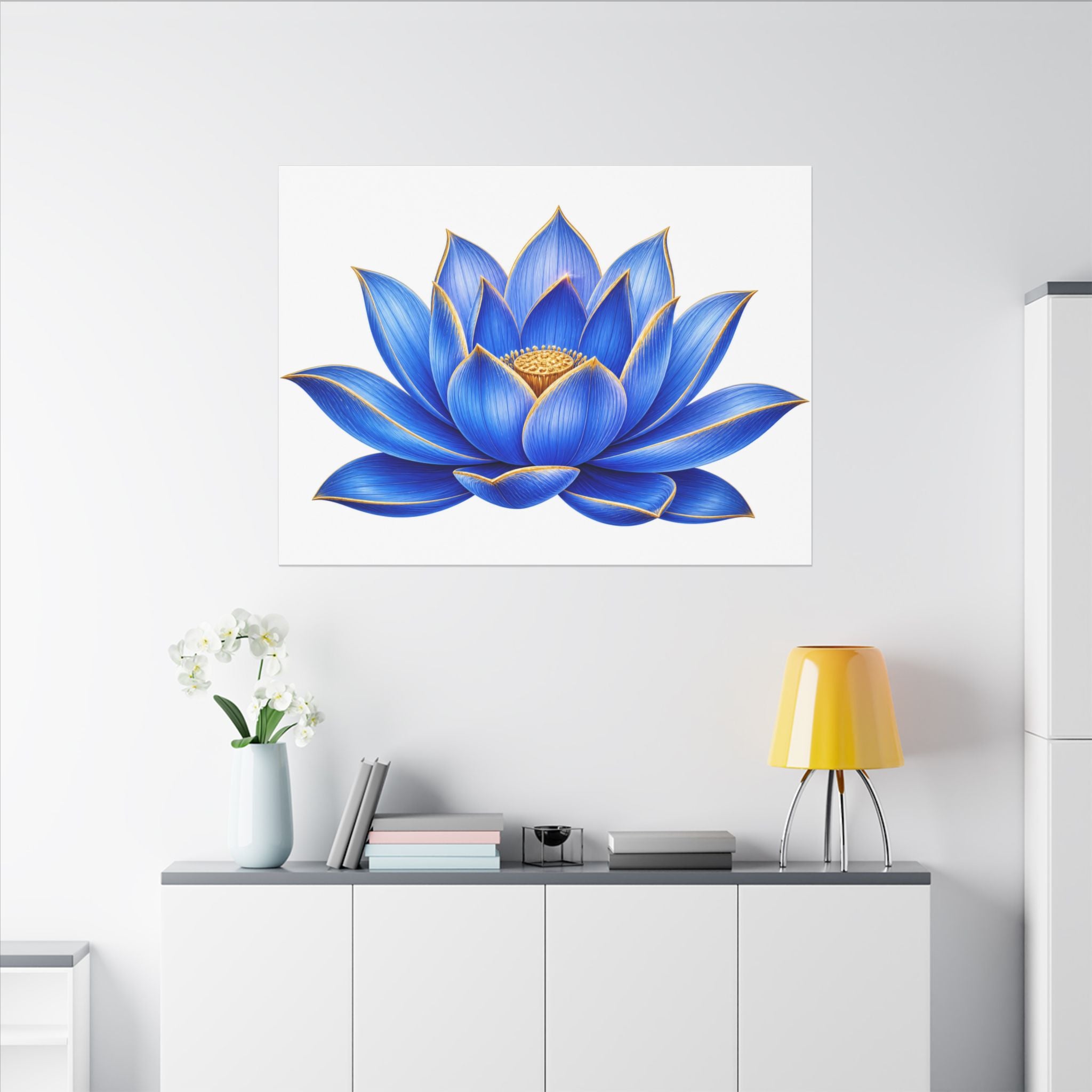 Blue Lotus Canvas Wall Art — Stretched Matte Floral Print