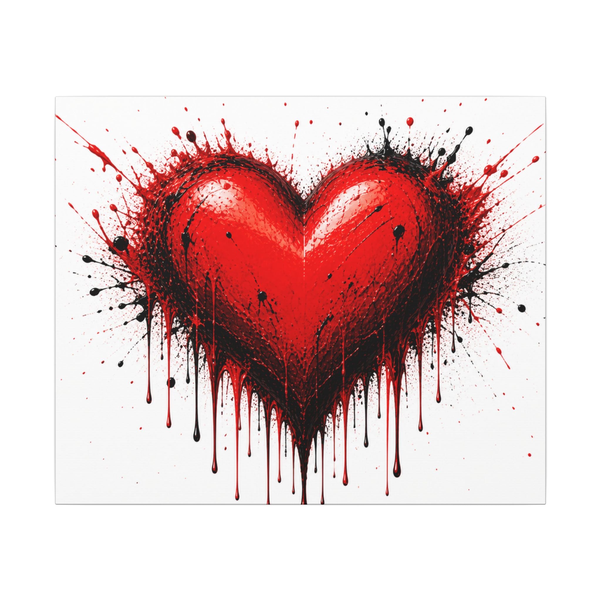 Dripping Red Heart Matte Canvas Wall Art — Bold Graffiti Love Print
