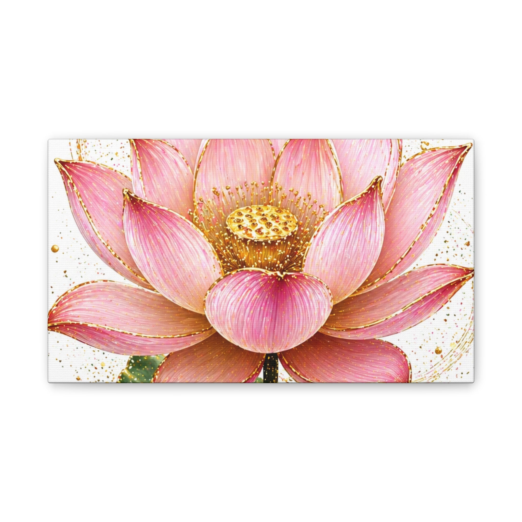 Pink Lotus Canvas Wall Art — Stretched Floral Canvas Print