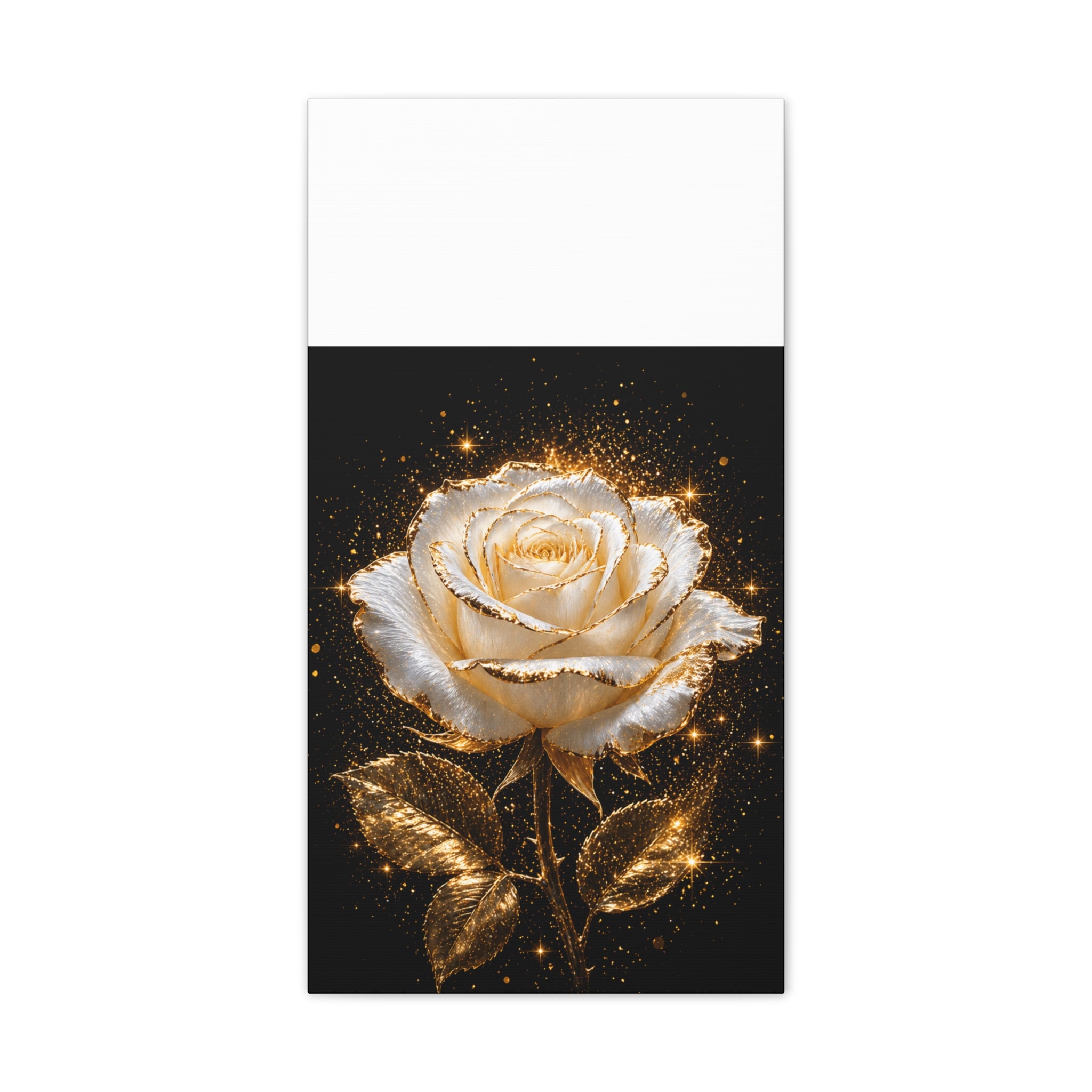 Golden Sparkle Rose Canvas Print — Glam Floral Wall Art