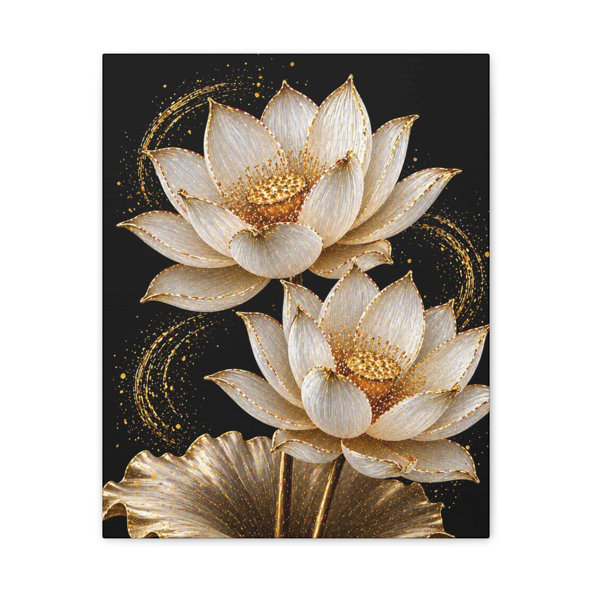 Golden Lotus Canvas Print — Elegant Floral Wall Art