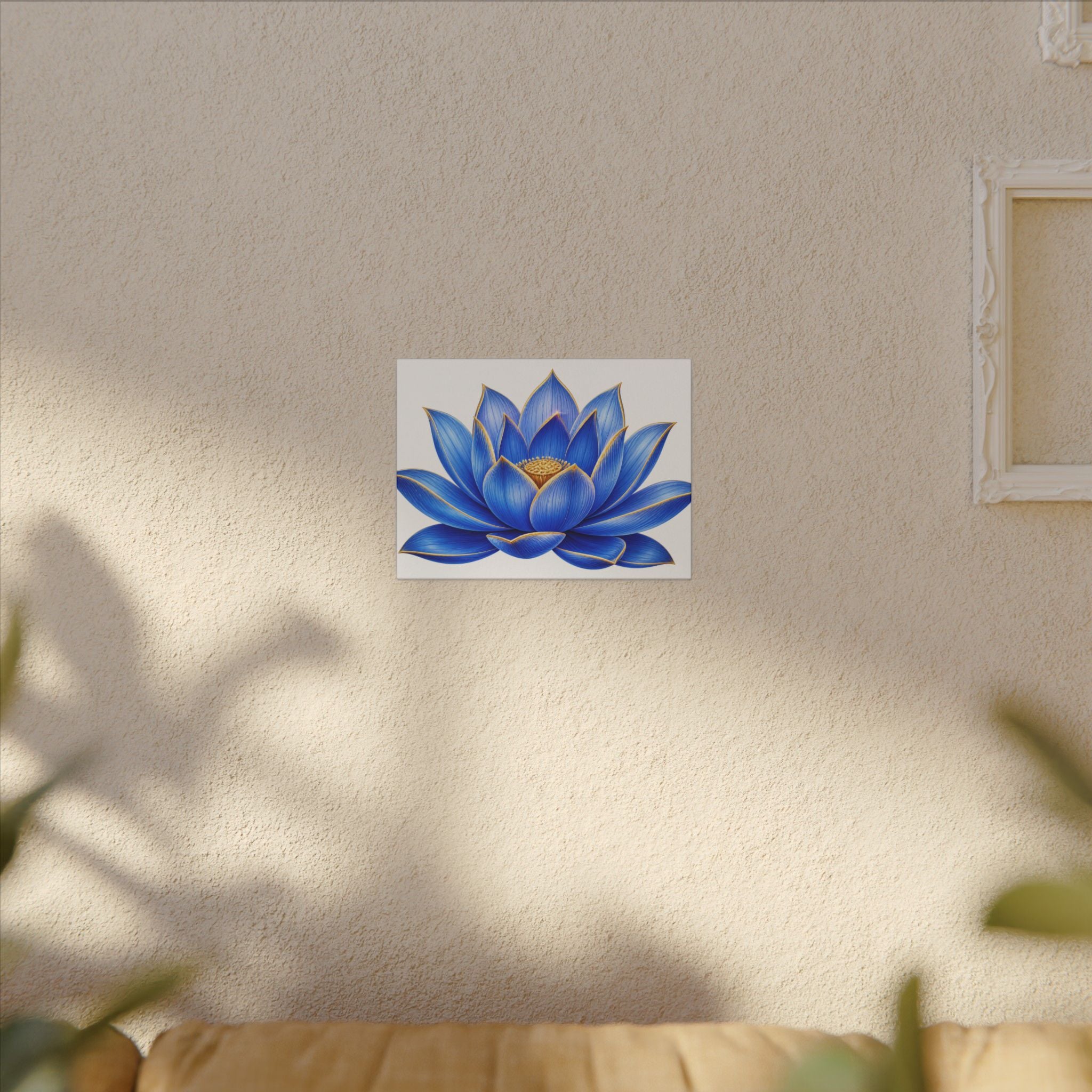 Blue Lotus Canvas Wall Art — Stretched Matte Floral Print