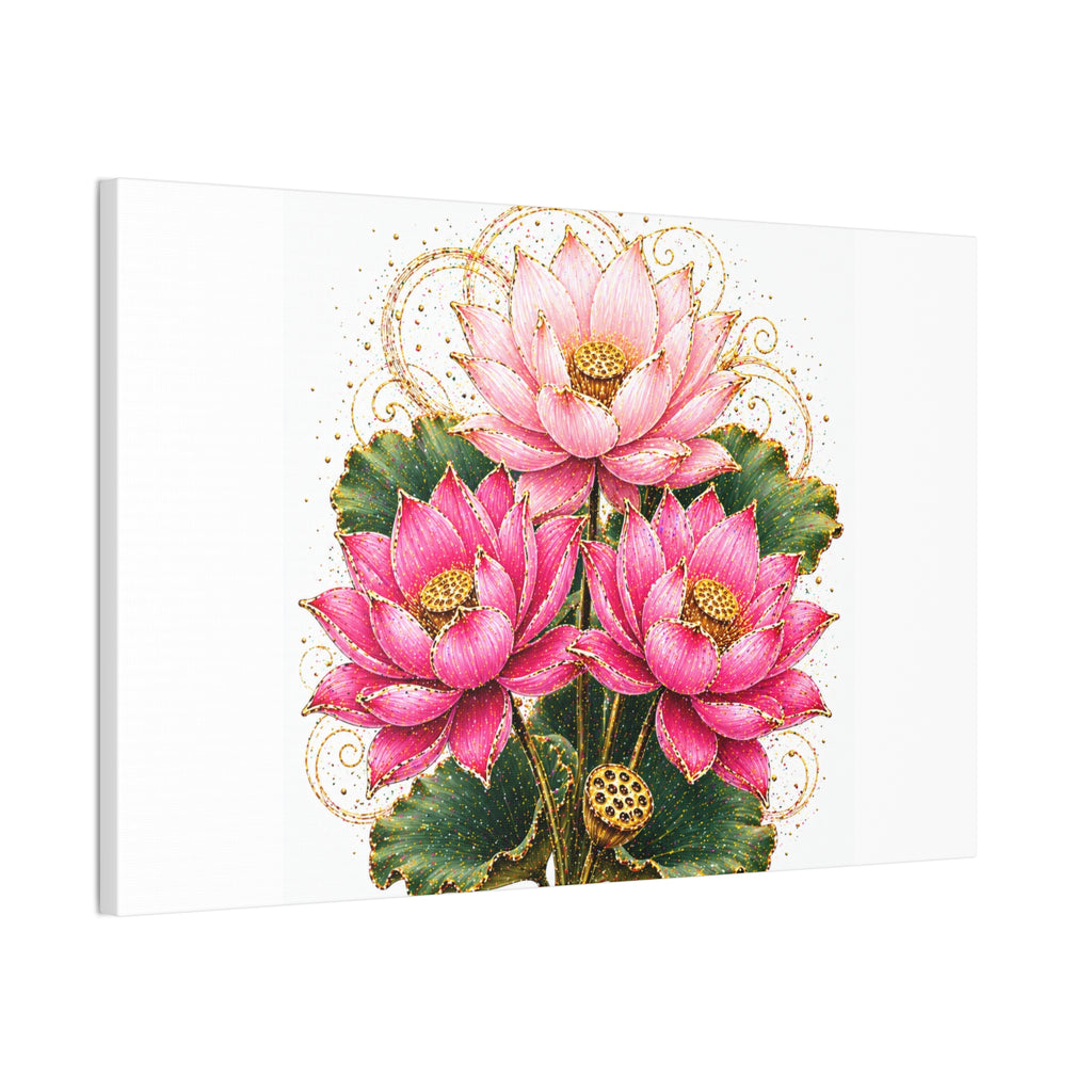 Lotus Floral Canvas Wall Art — Pink Lotus Stretched Canvas Print