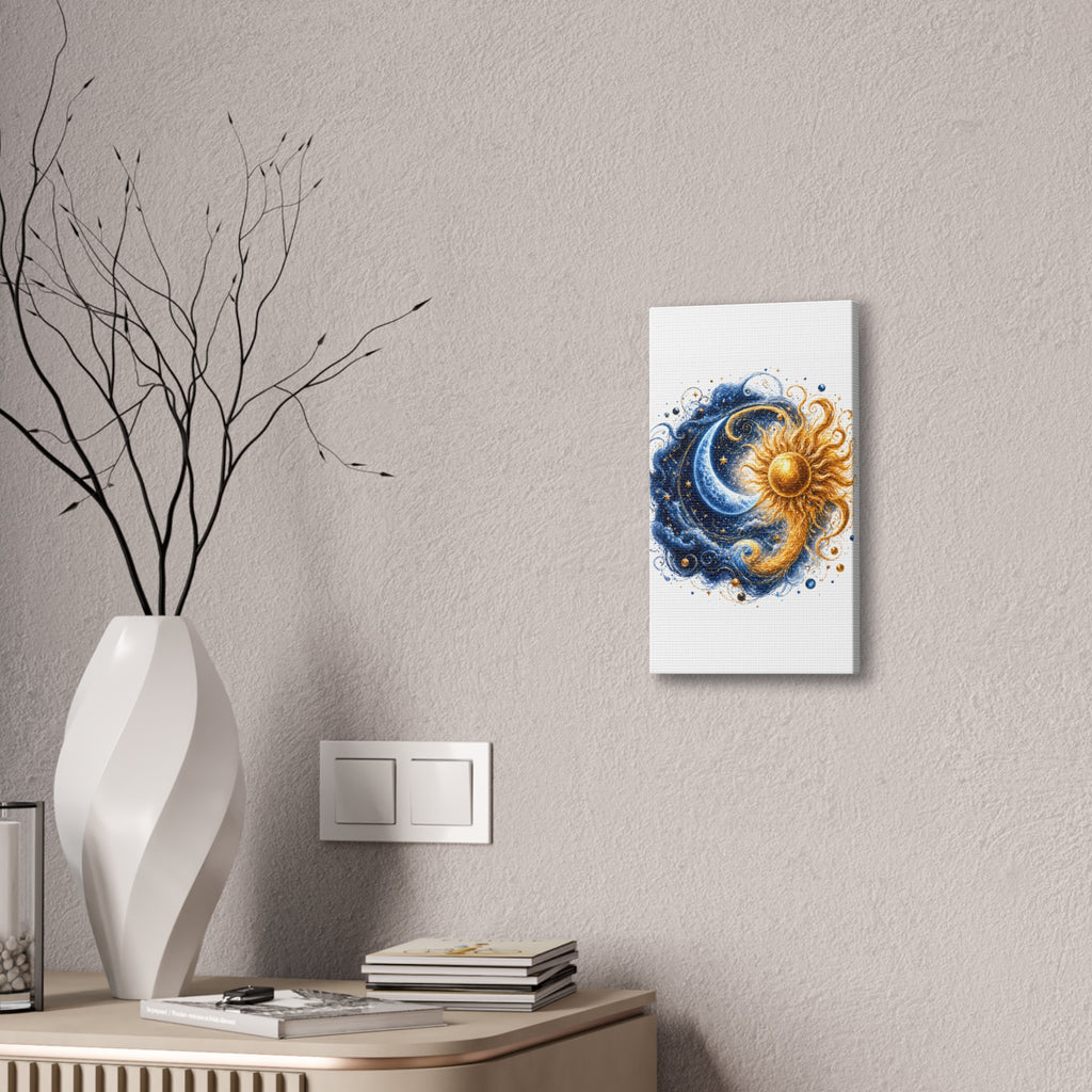 Sun and Moon Wall Art Canvas - Cosmic Celestial Painting
