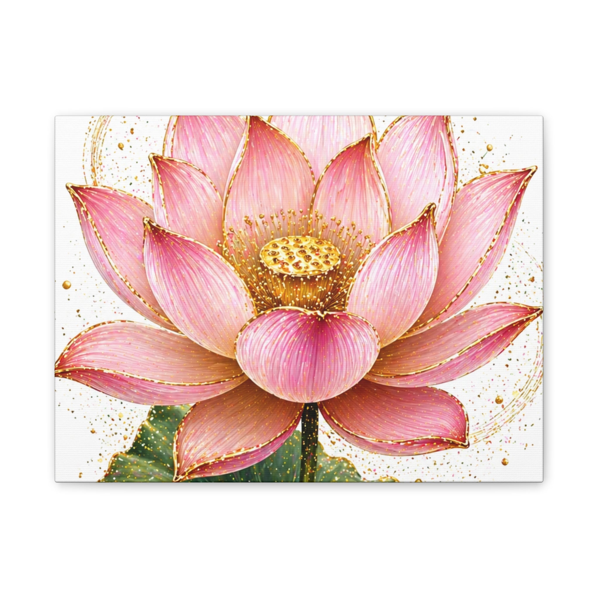 Pink Lotus Canvas Wall Art — Stretched Floral Canvas Print
