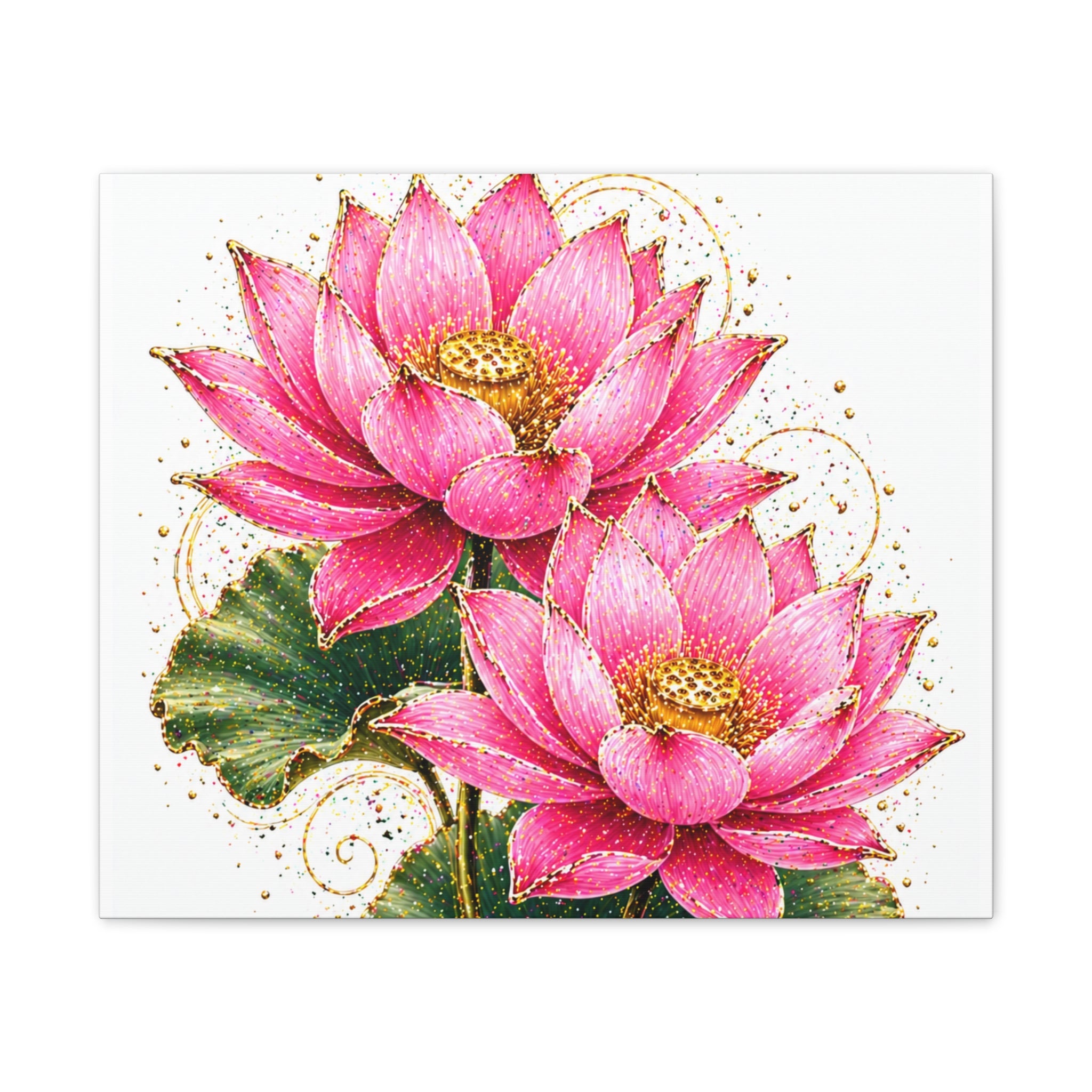 Pink Lotus Canvas Wall Art — Stretched Floral Canvas Print