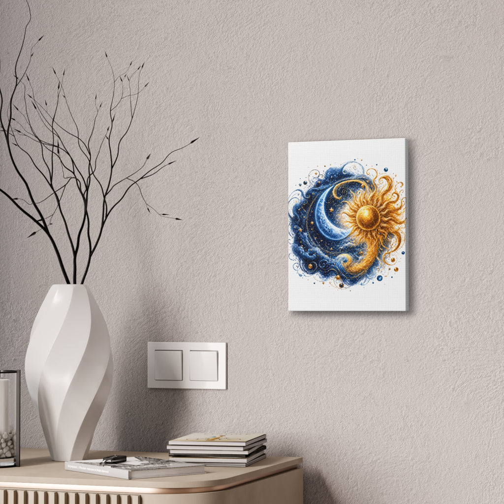 Sun and Moon Wall Art Canvas - Cosmic Celestial Painting