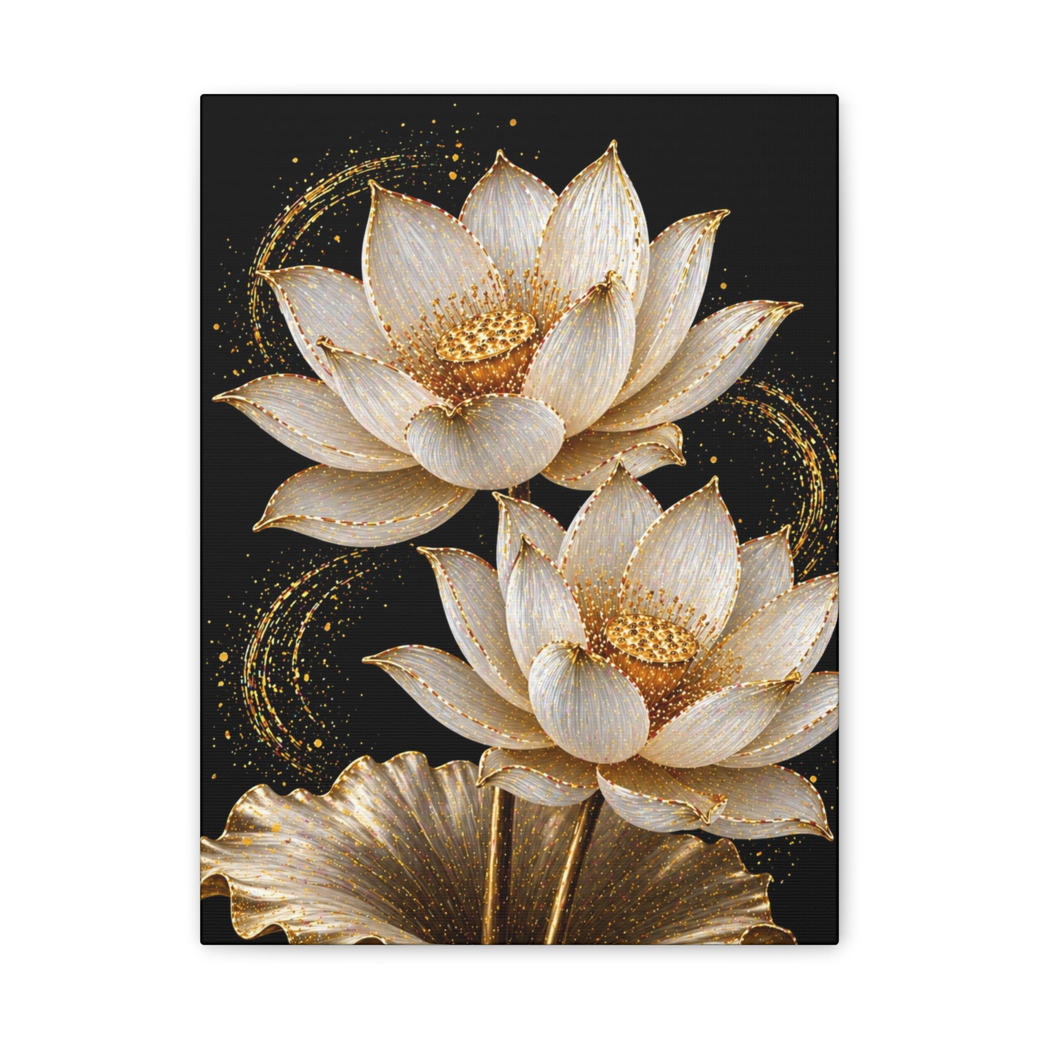 Golden Lotus Canvas Print — Elegant Floral Wall Art