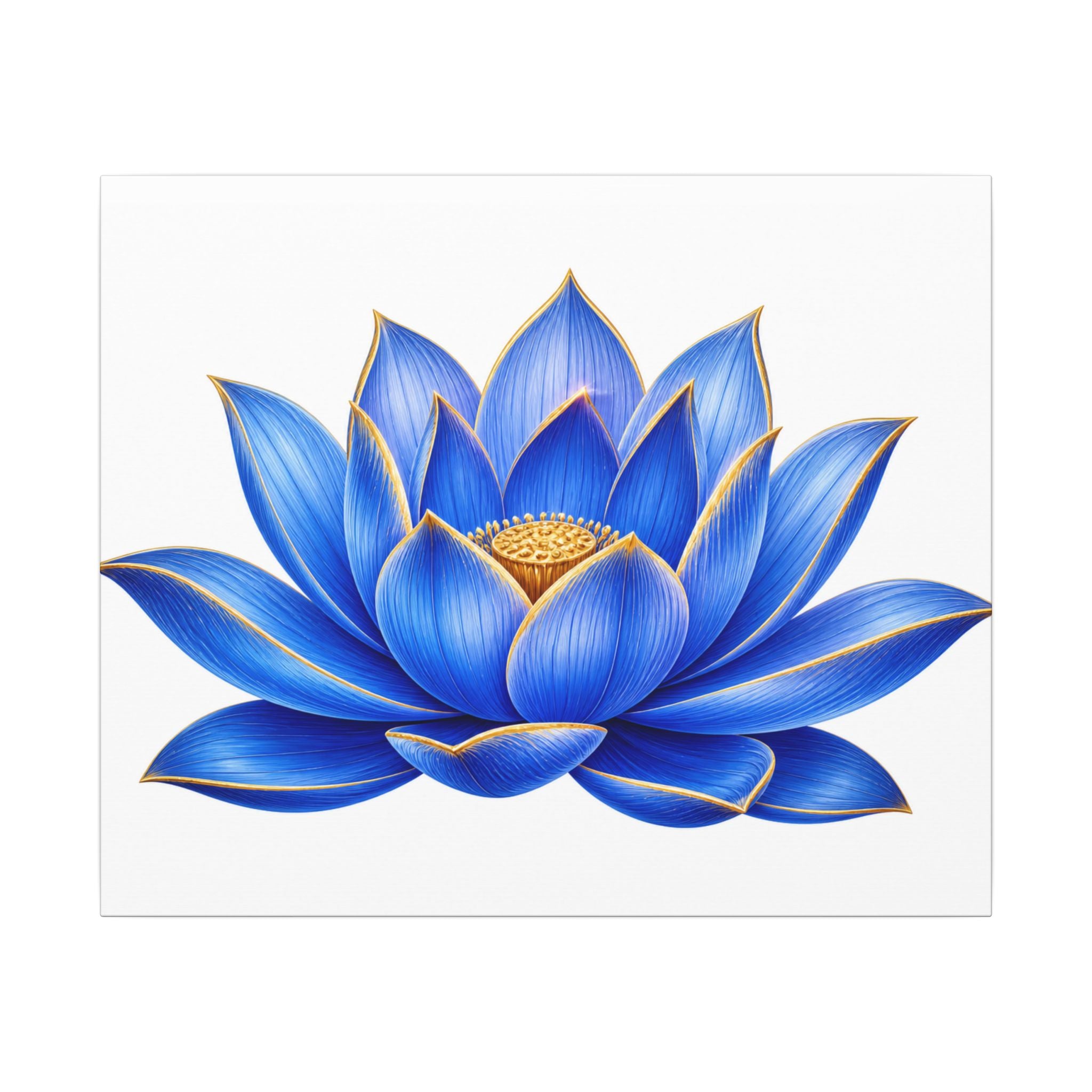 Blue Lotus Canvas Wall Art — Stretched Matte Floral Print