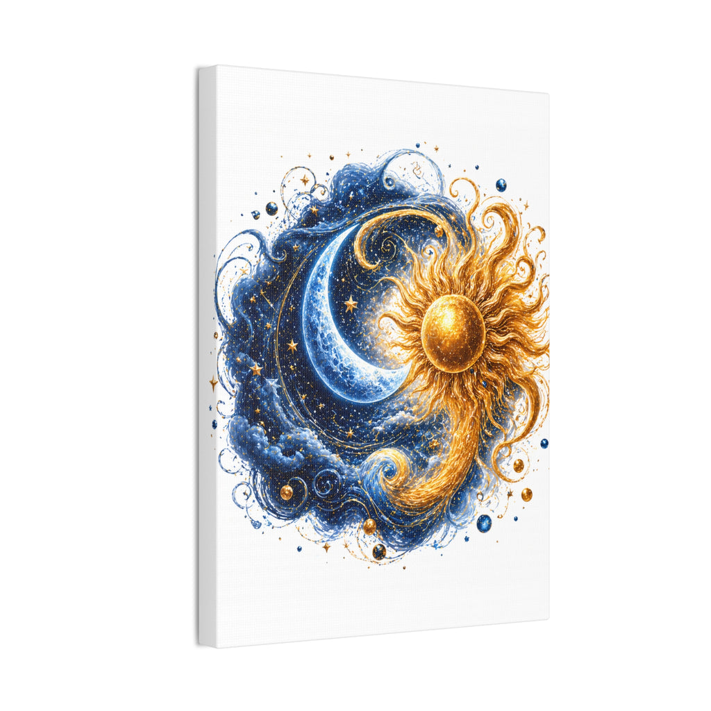 Sun and Moon Wall Art Canvas - Cosmic Celestial Painting