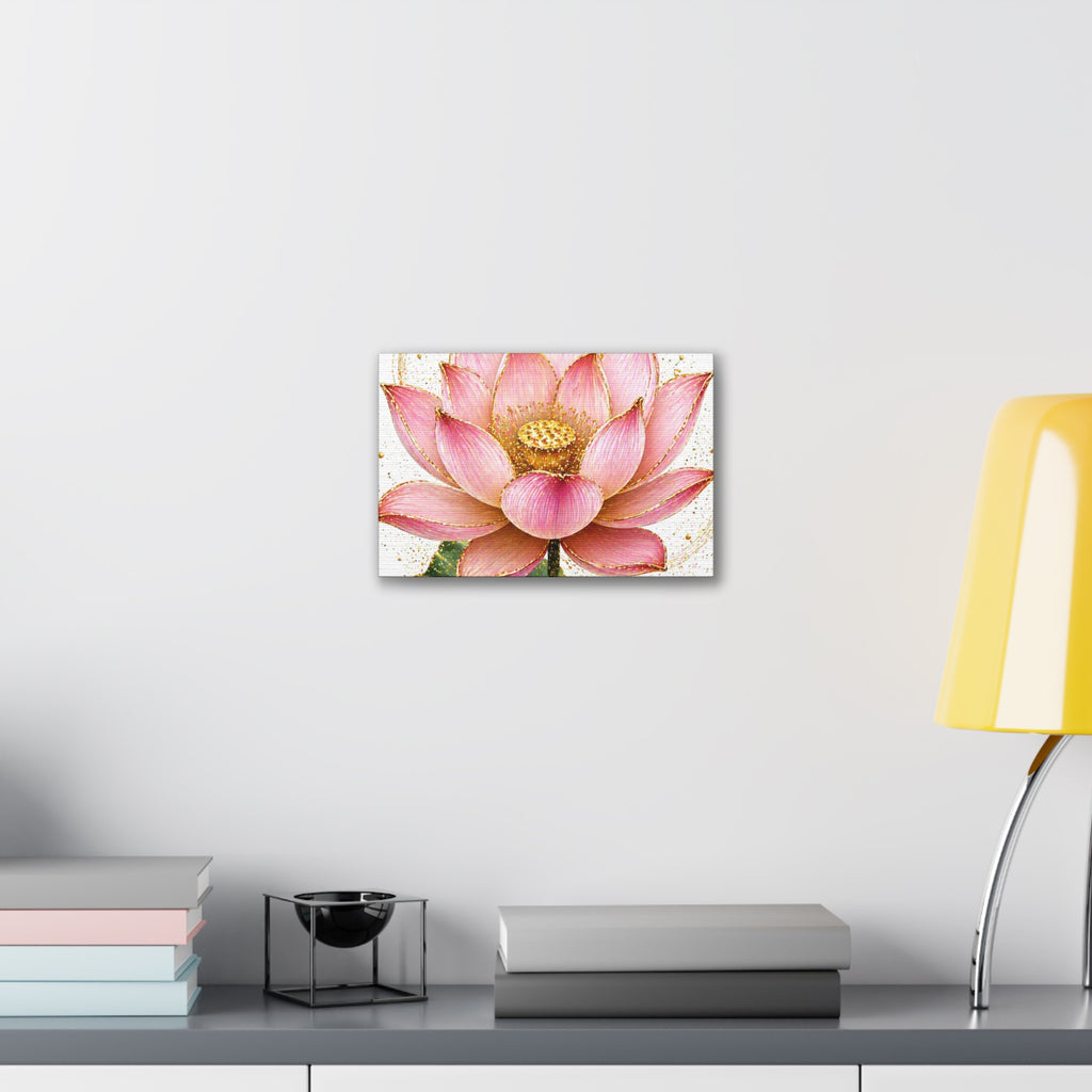 Pink Lotus Canvas Wall Art — Stretched Floral Canvas Print
