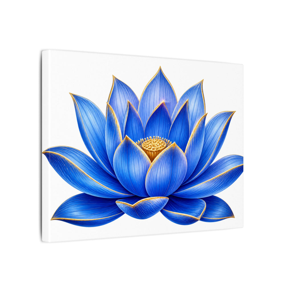 Blue Lotus Canvas Wall Art — Stretched Matte Floral Print