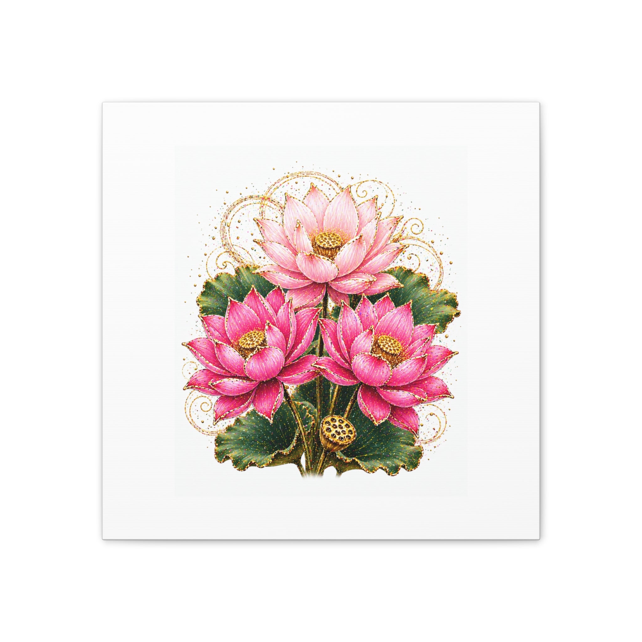 Lotus Floral Canvas Wall Art — Pink Lotus Stretched Canvas Print