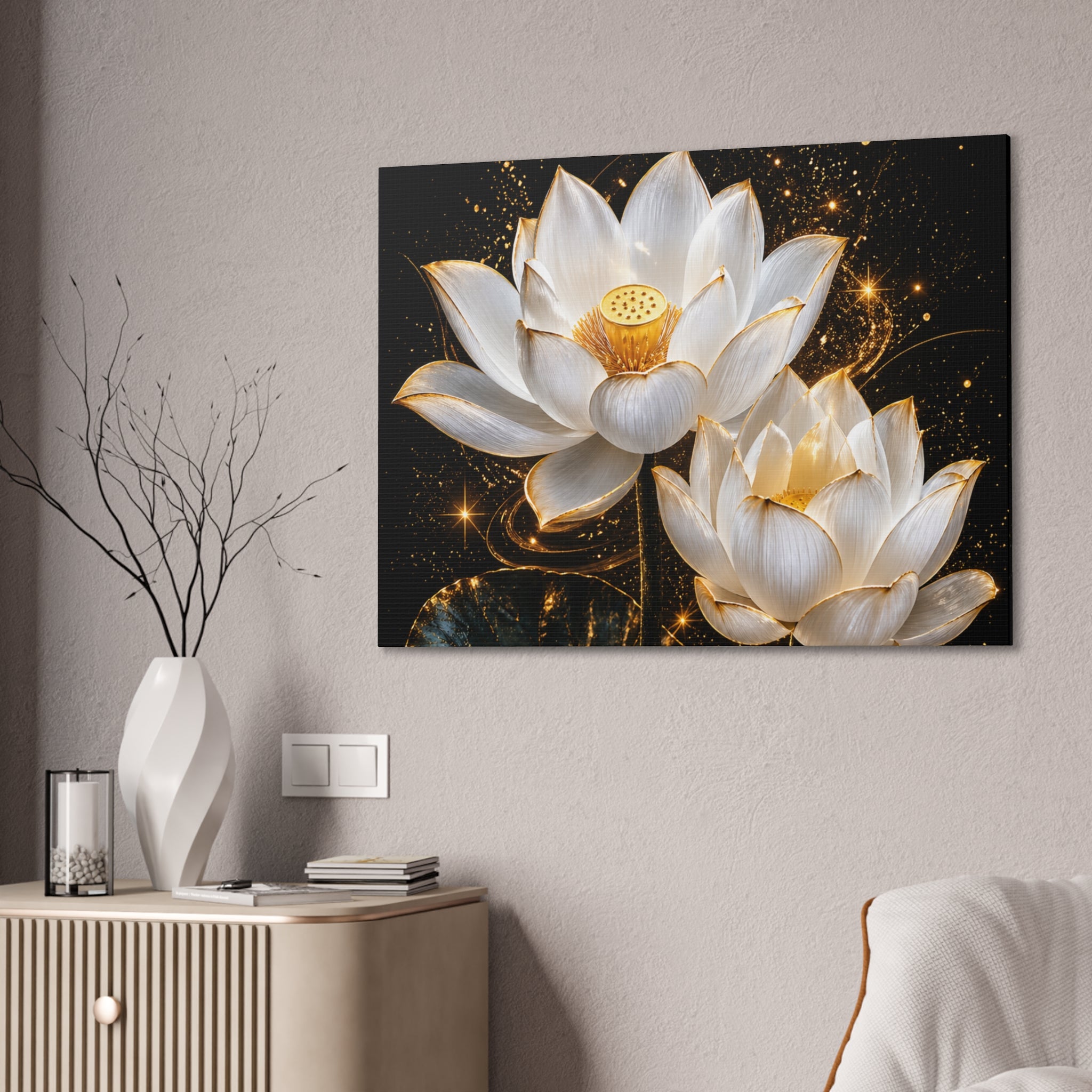 Golden Lotus Canvas Print