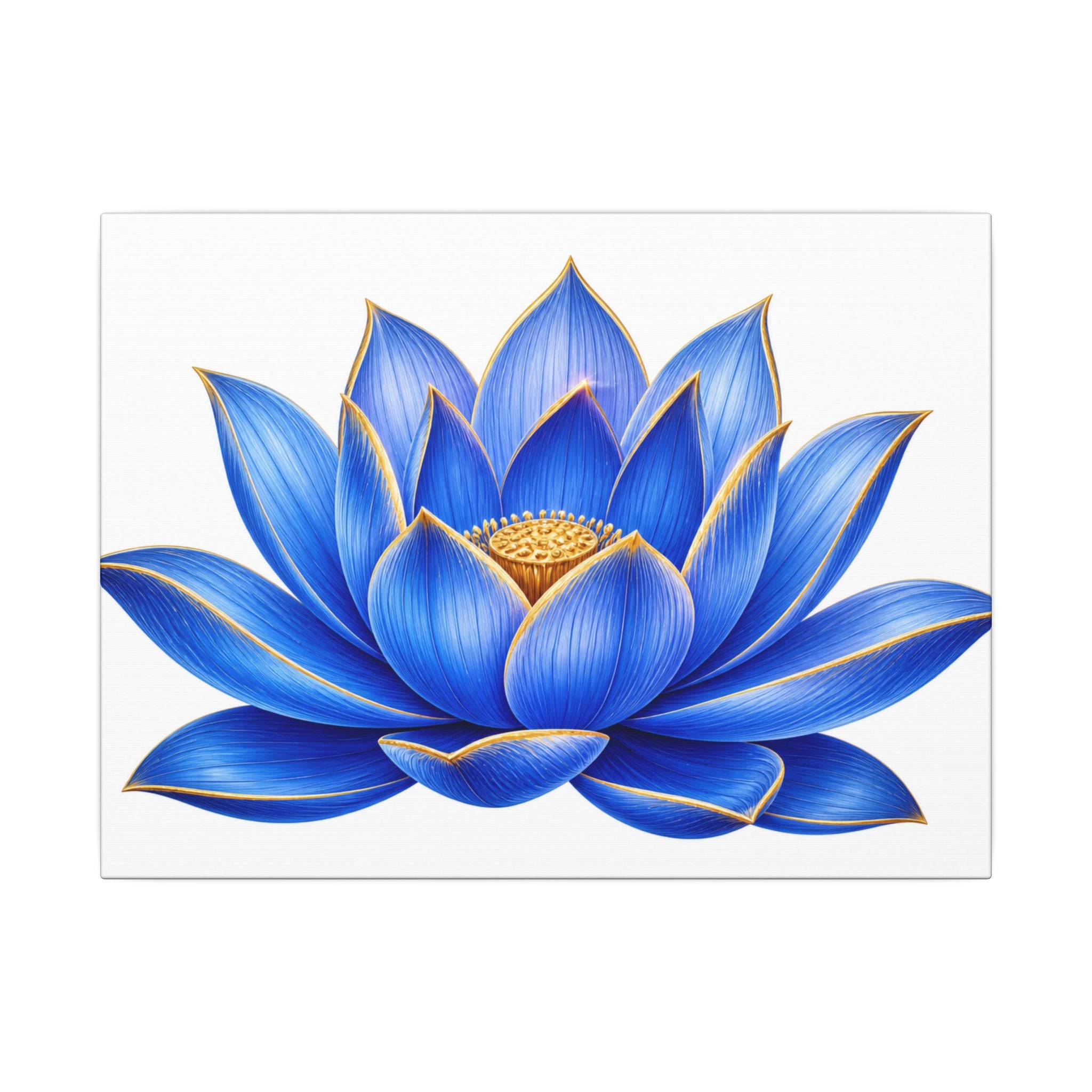 Blue Lotus Canvas Wall Art — Stretched Matte Floral Print