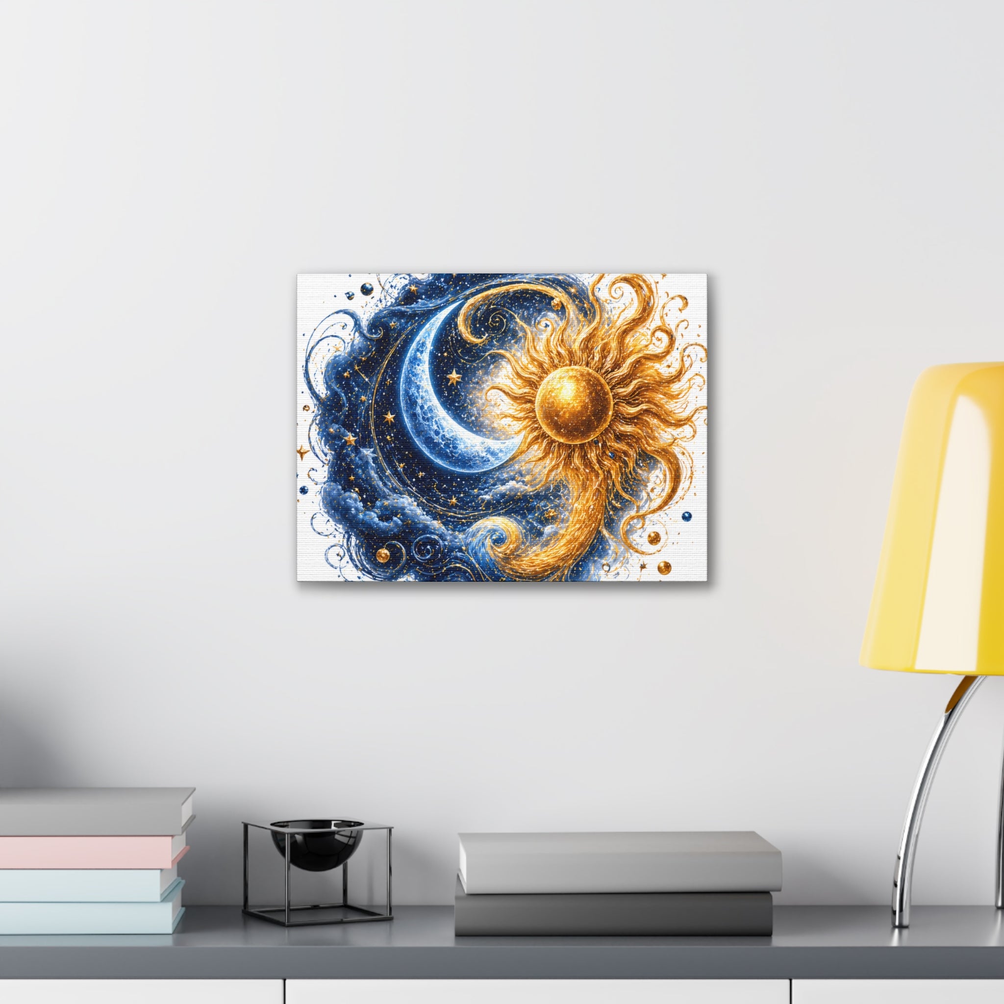 Sun and Moon Wall Art Canvas - Cosmic Celestial Painting