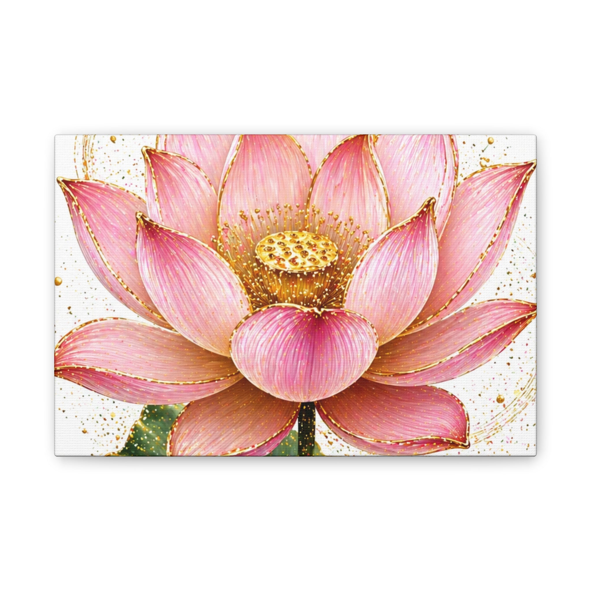 Pink Lotus Canvas Wall Art — Stretched Floral Canvas Print