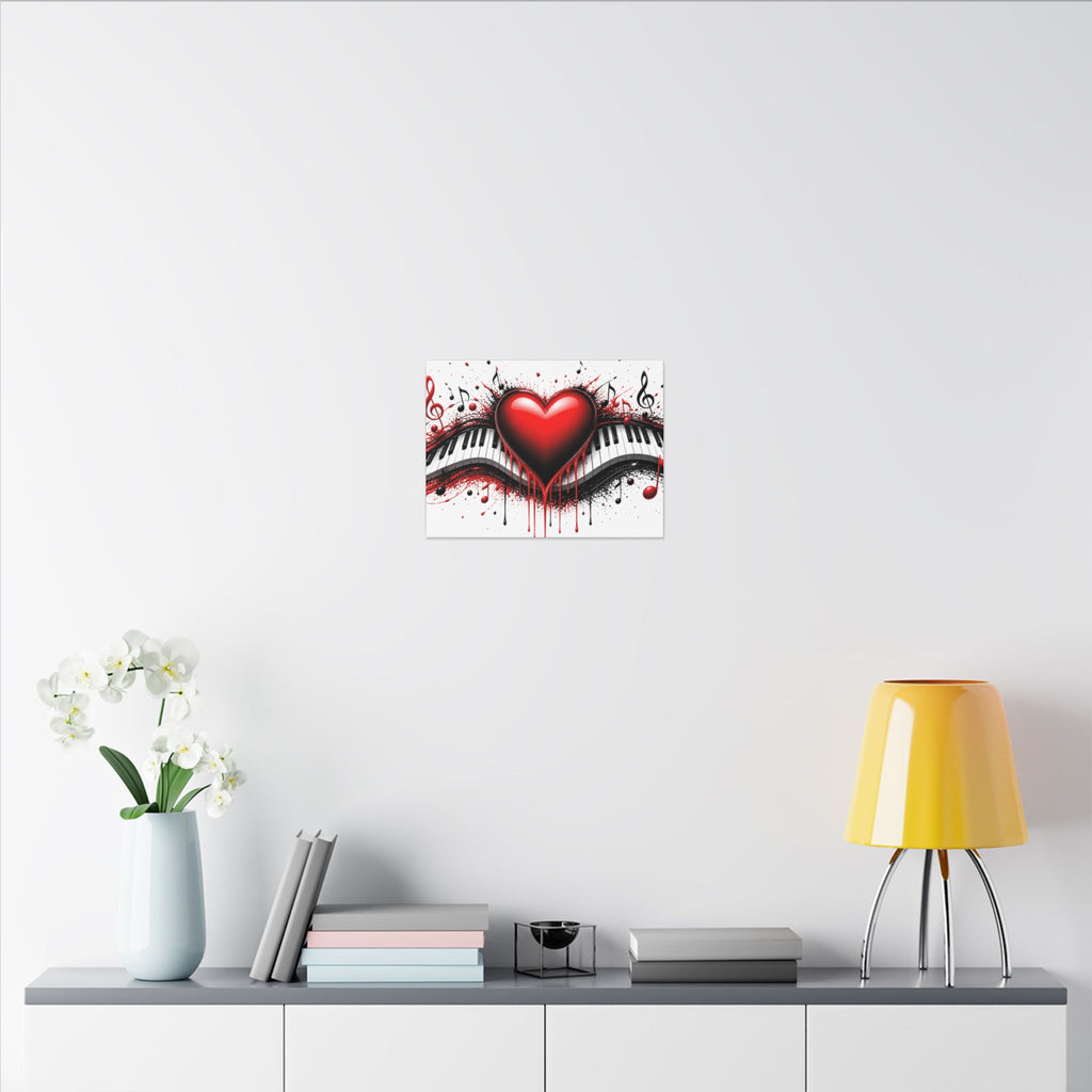 Dripping Red Heart Piano Matte Canvas