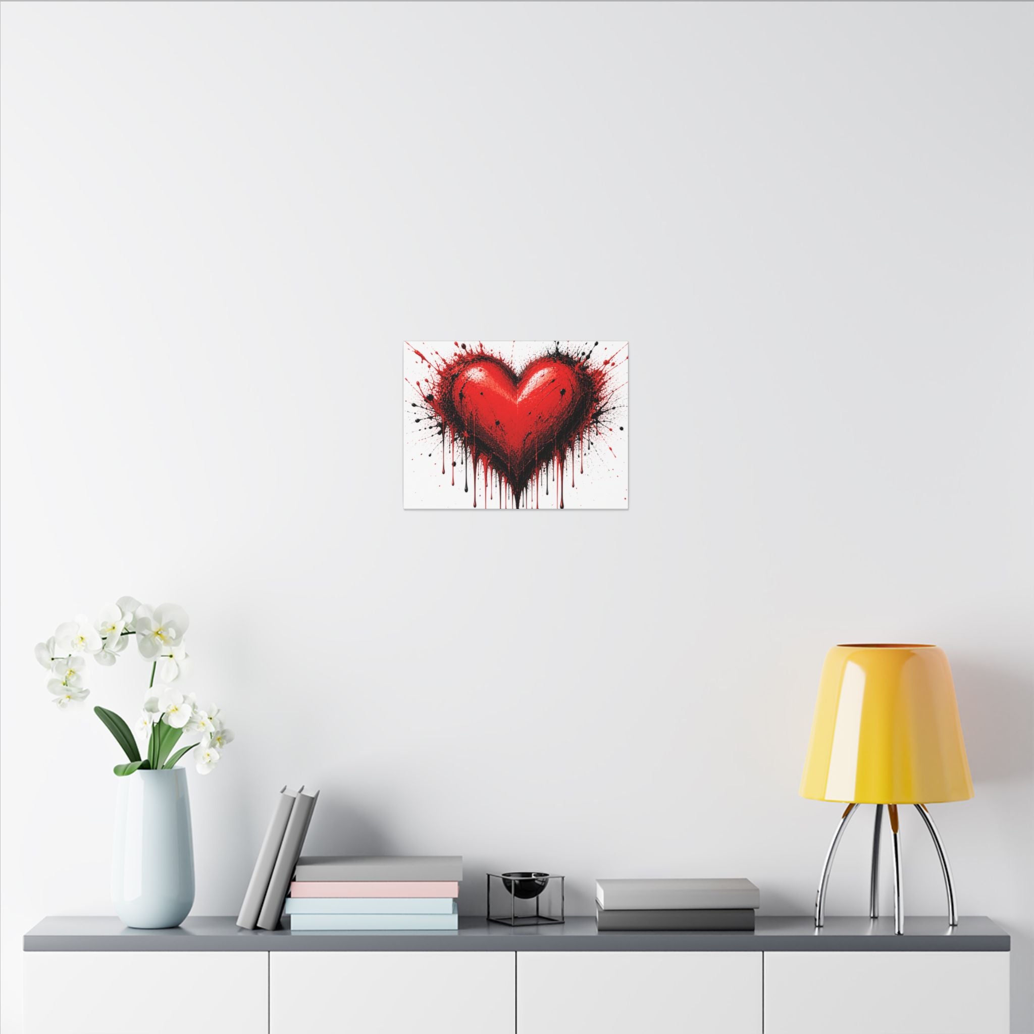 Dripping Red Heart Matte Canvas Wall Art — Bold Graffiti Love Print