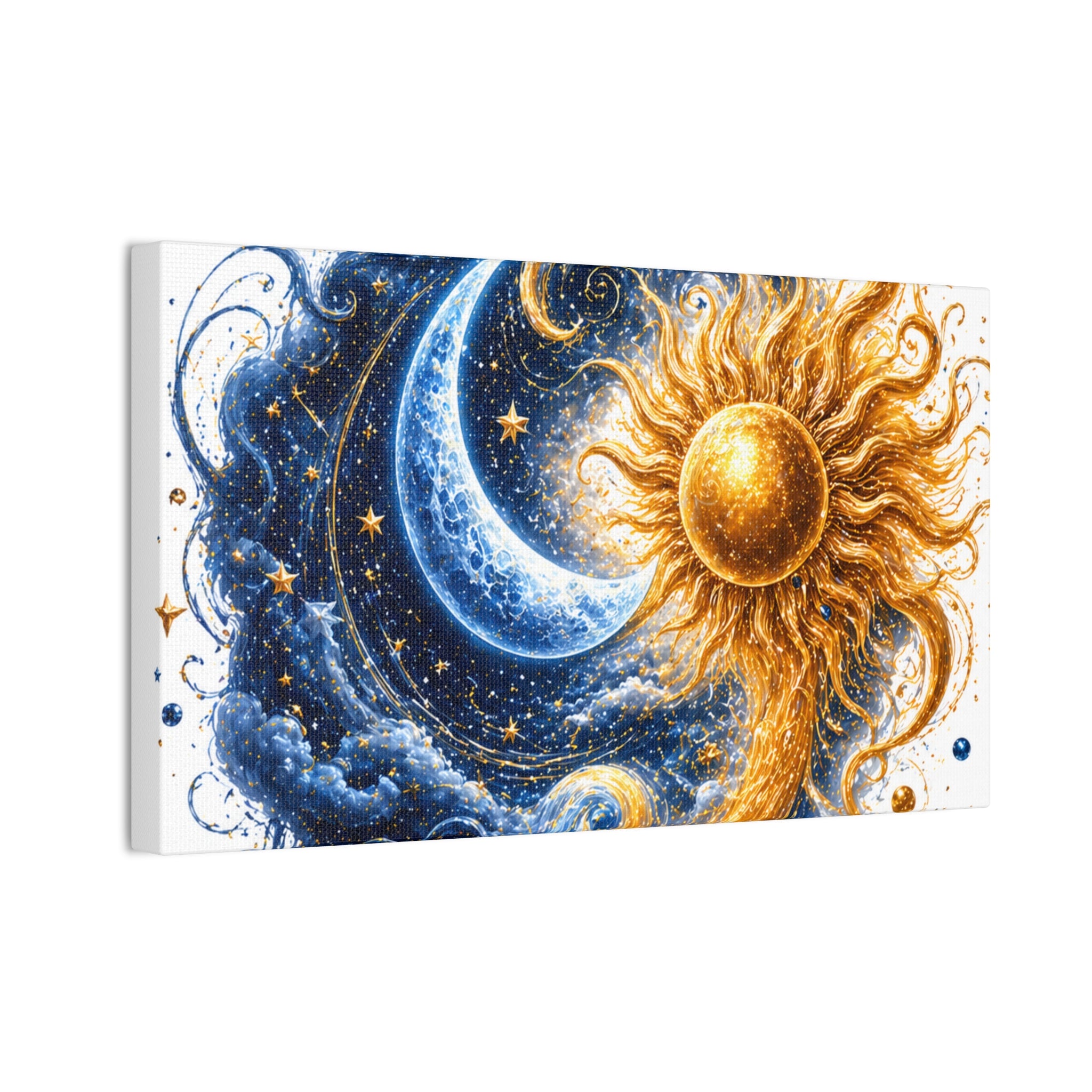Sun and Moon Wall Art Canvas - Cosmic Celestial Painting