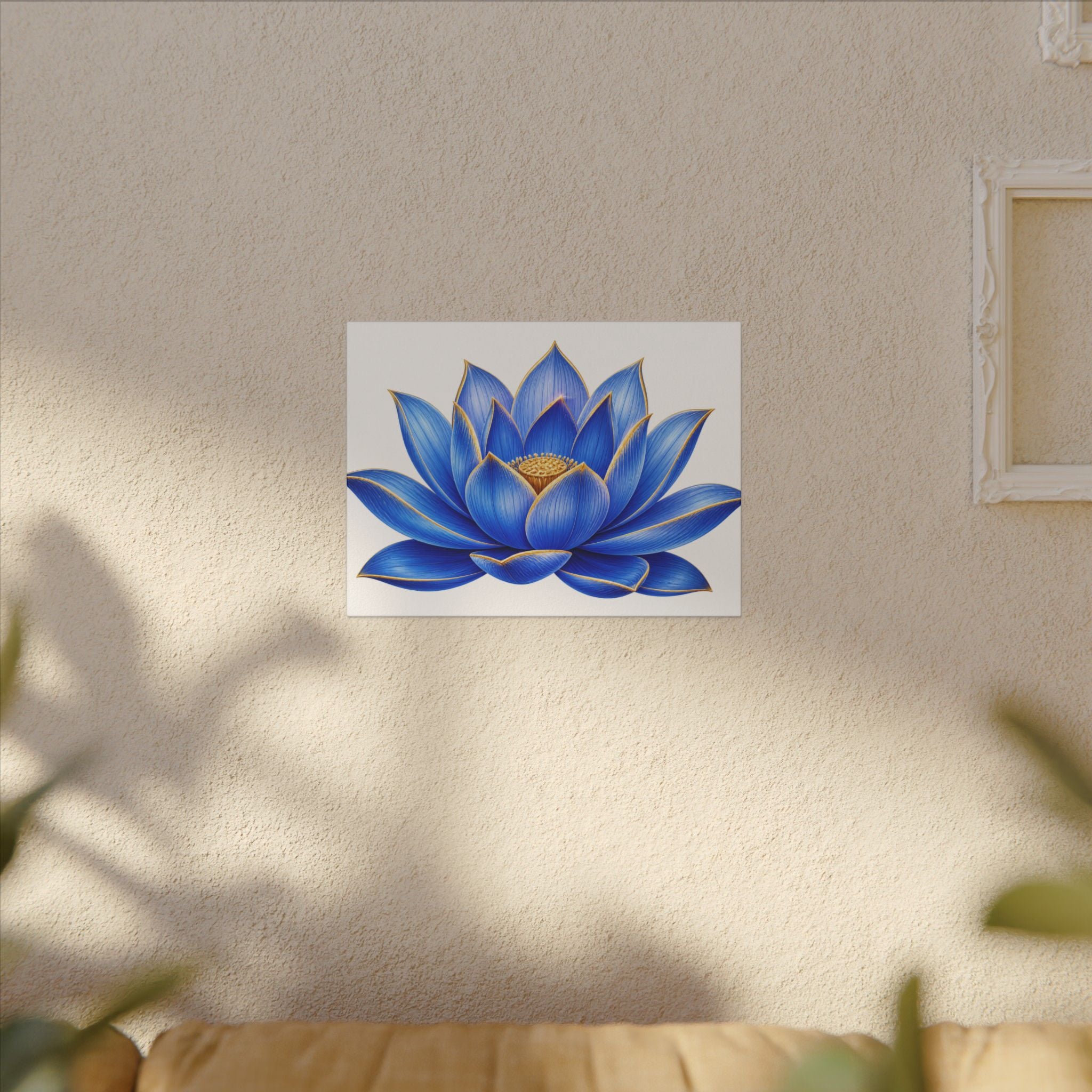 Blue Lotus Canvas Wall Art — Stretched Matte Floral Print