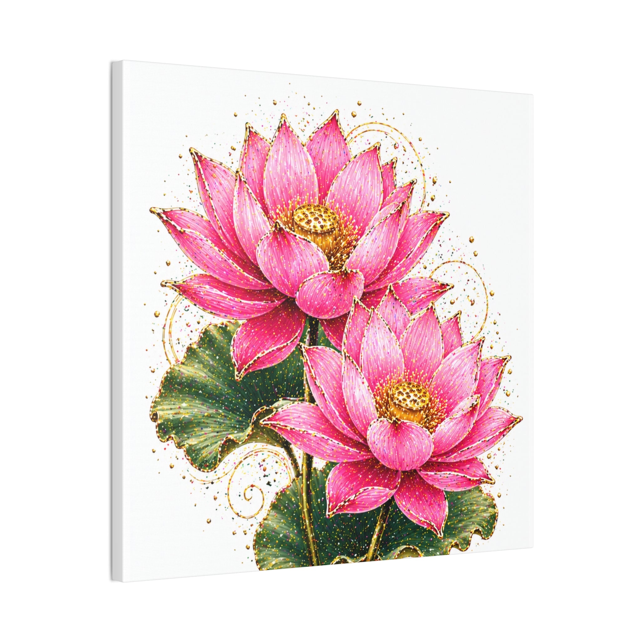 Pink Lotus Canvas Wall Art — Stretched Floral Canvas Print