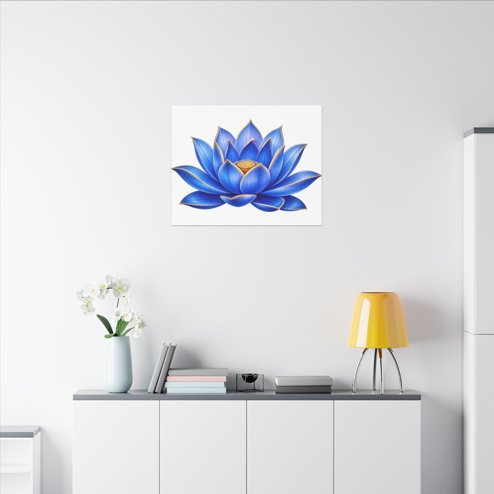 Blue Lotus Canvas Wall Art — Stretched Matte Floral Print