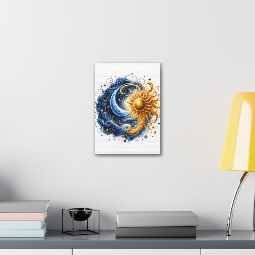Sun and Moon Wall Art Canvas - Cosmic Celestial Painting
