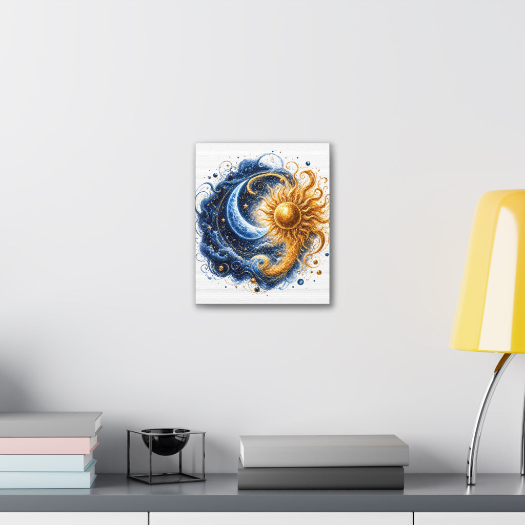 Sun and Moon Wall Art Canvas - Cosmic Celestial Painting