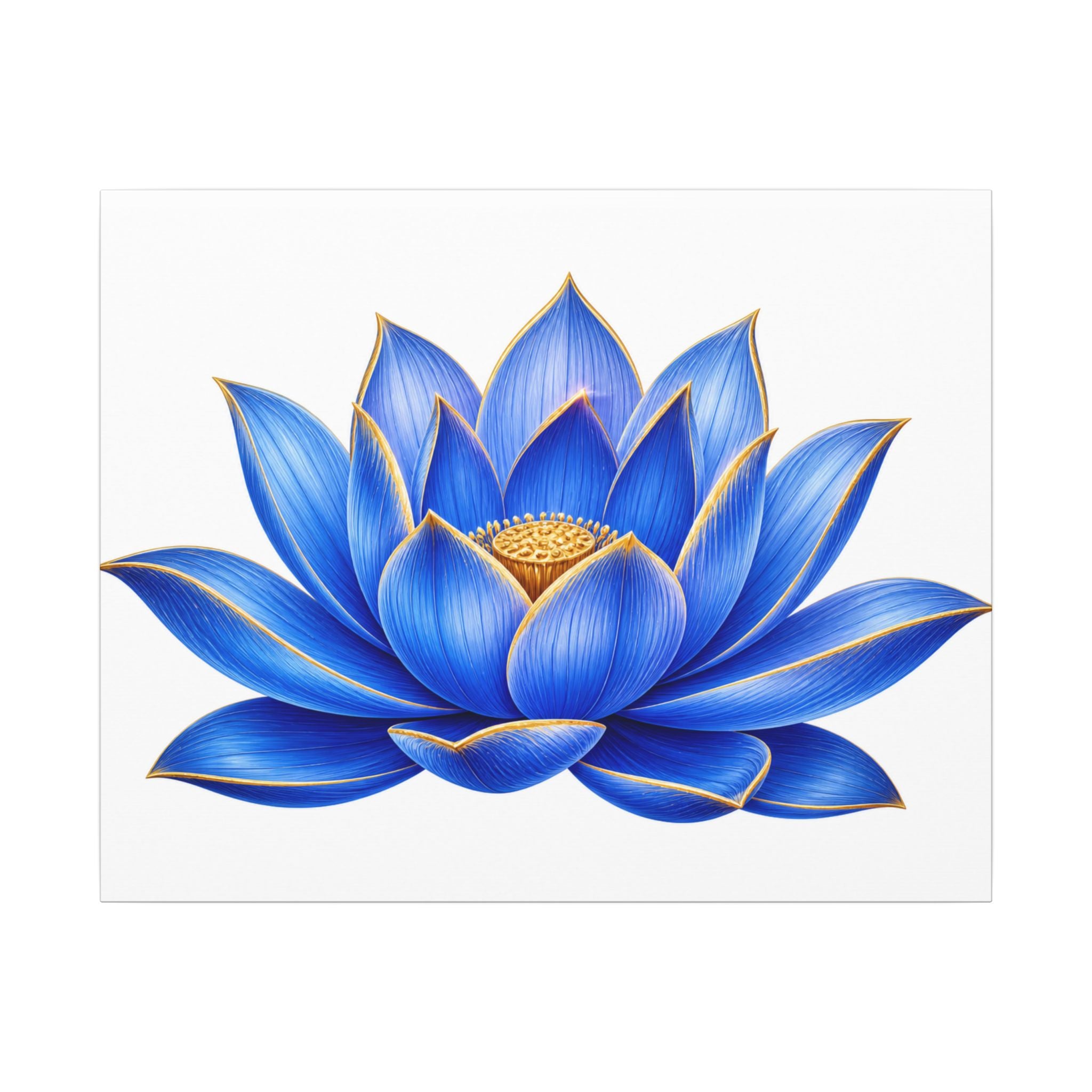 Blue Lotus Canvas Wall Art — Stretched Matte Floral Print