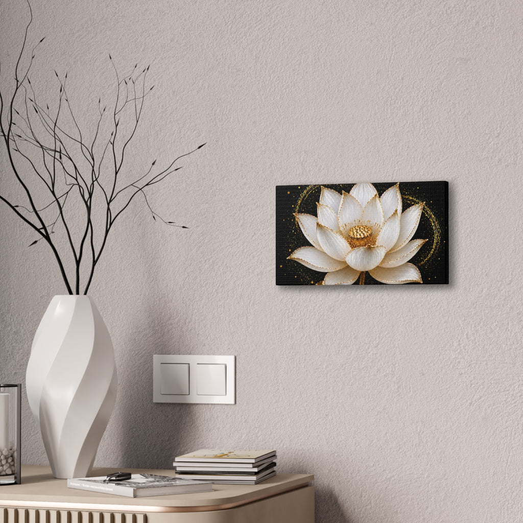 Gold Lotus Canvas Wall Art - Stretched Canvas Floral Print