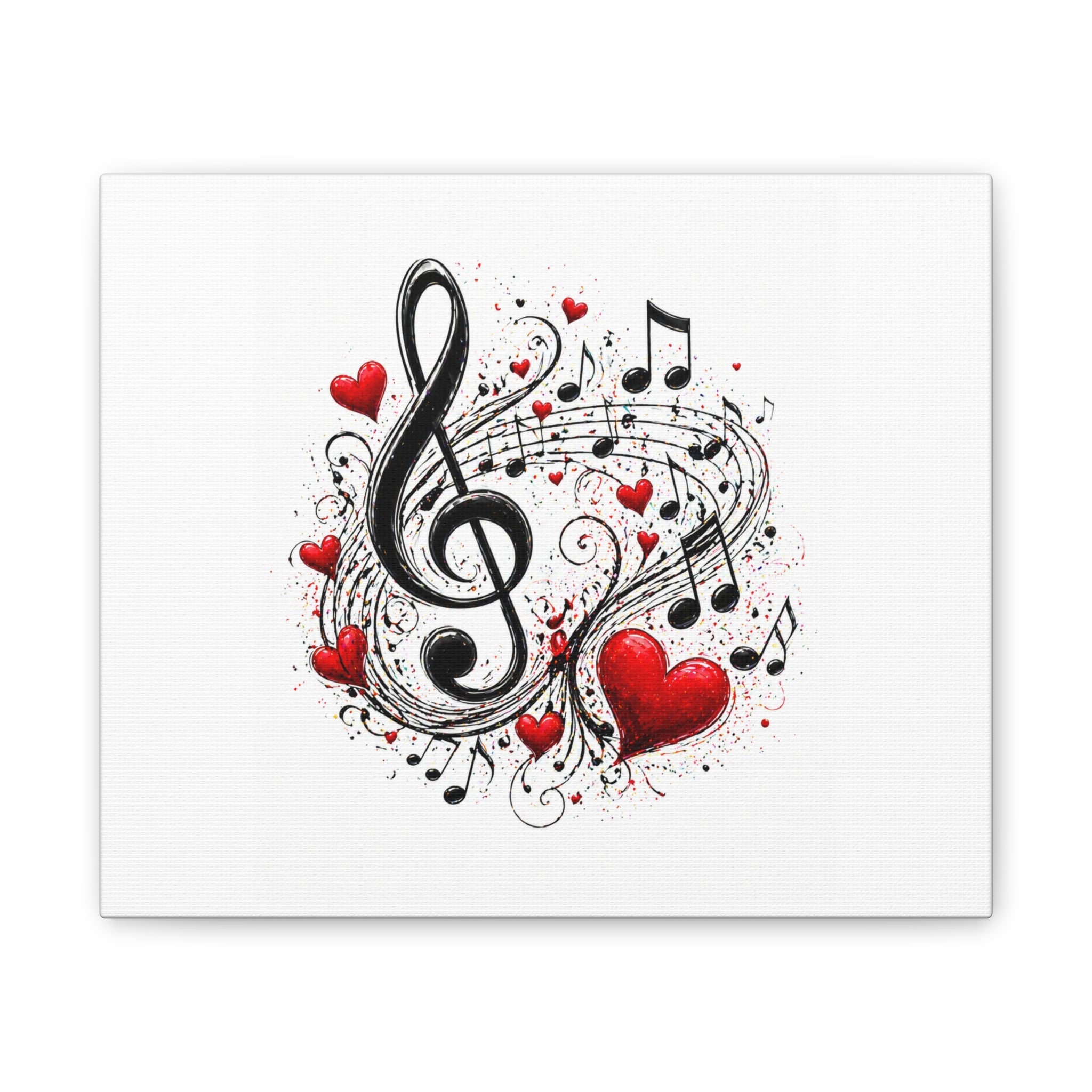 Music Lover Canvas Print – Treble Clef & Hearts Wall Art