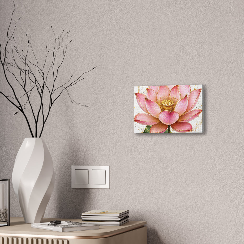 Pink Lotus Canvas Wall Art — Stretched Floral Canvas Print