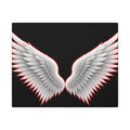 Angel Wings Wall Art Canvas — White Feather Wings on Black Matte Stretched Canvas