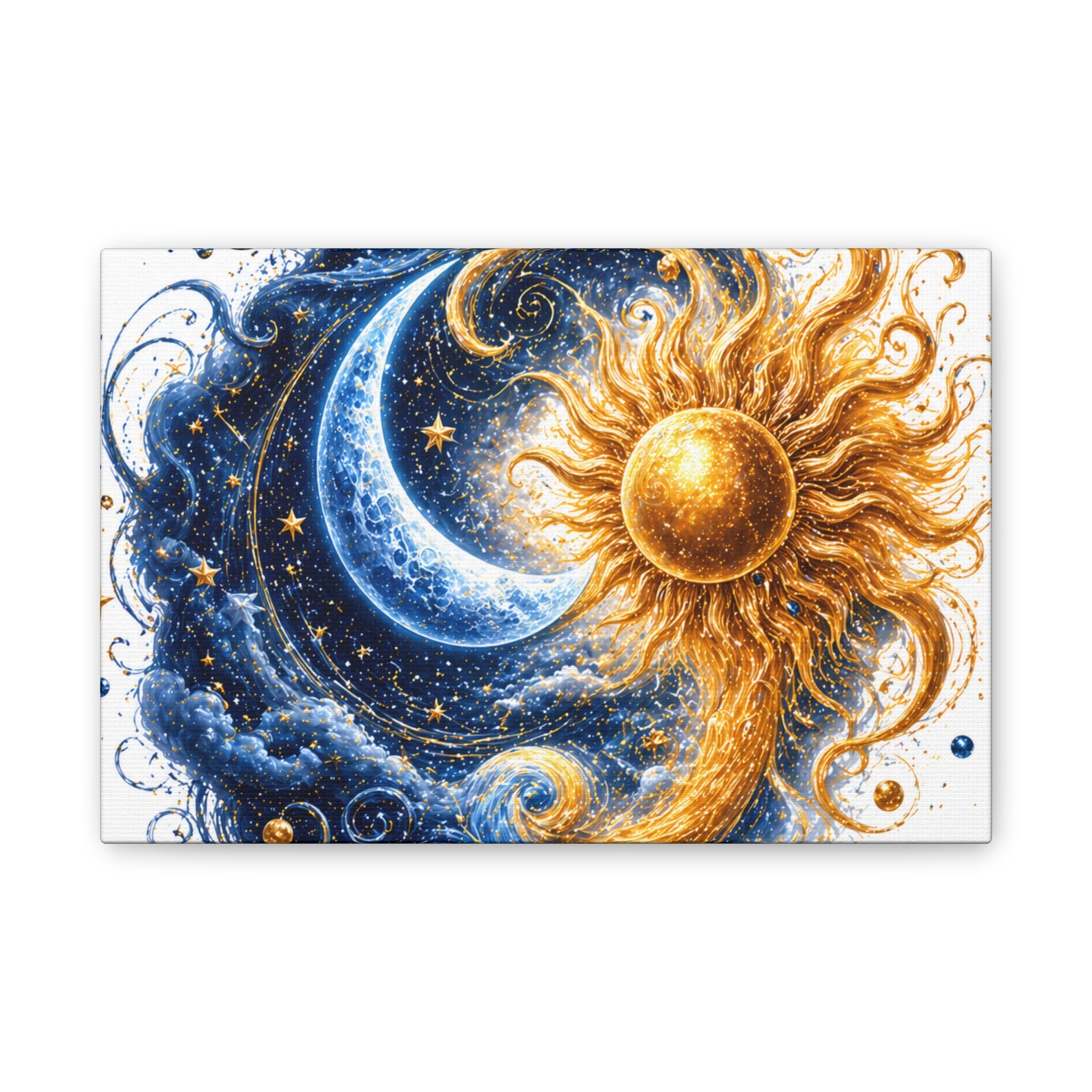 Sun and Moon Wall Art Canvas - Cosmic Celestial Painting
