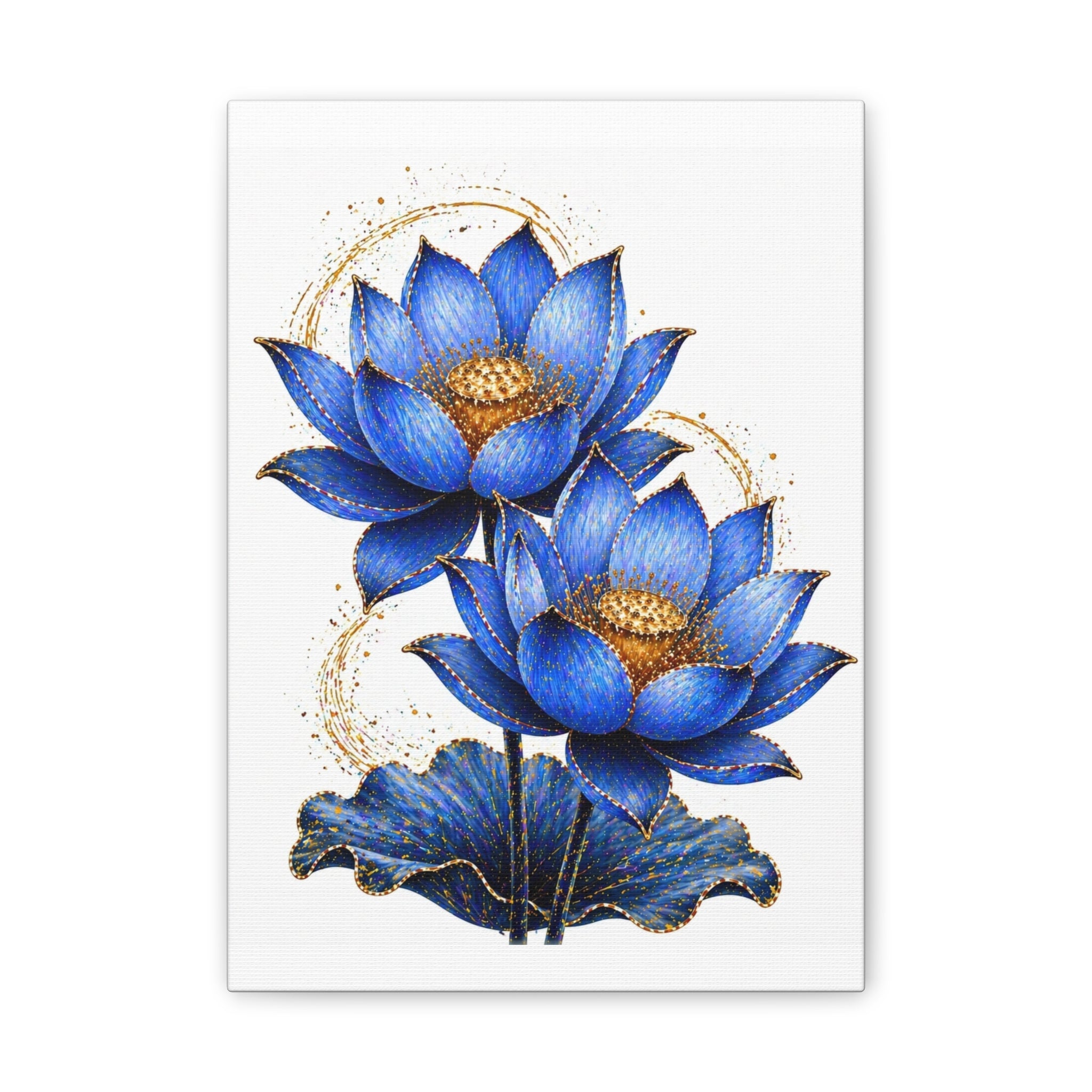 Blue Lotus Canvas Wall Art — Stretched 0.75" Botanical Print