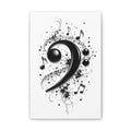 Bass Clef Music Canvas Wall Art — Black & White Musical Notes Print