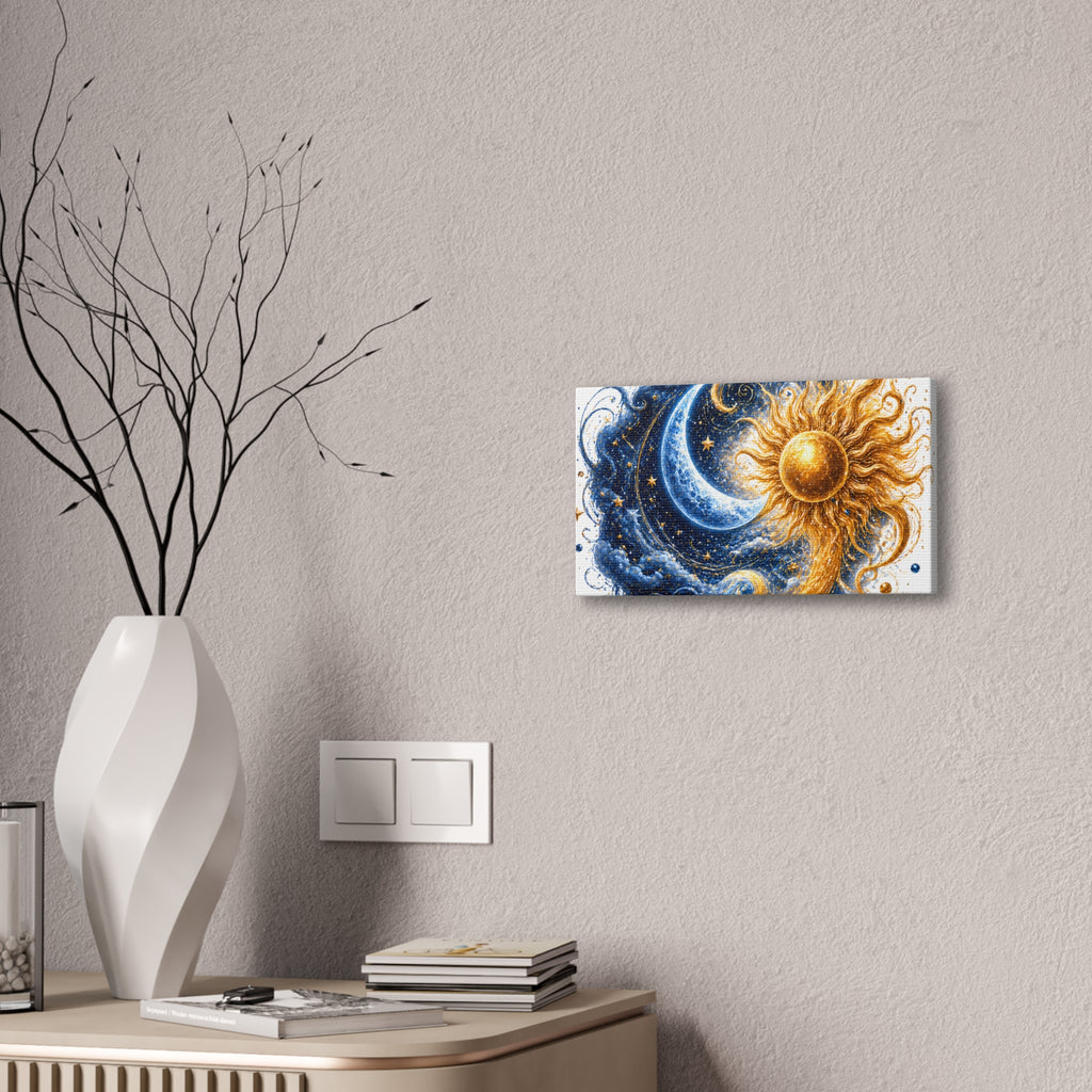 Sun and Moon Wall Art Canvas - Cosmic Celestial Painting