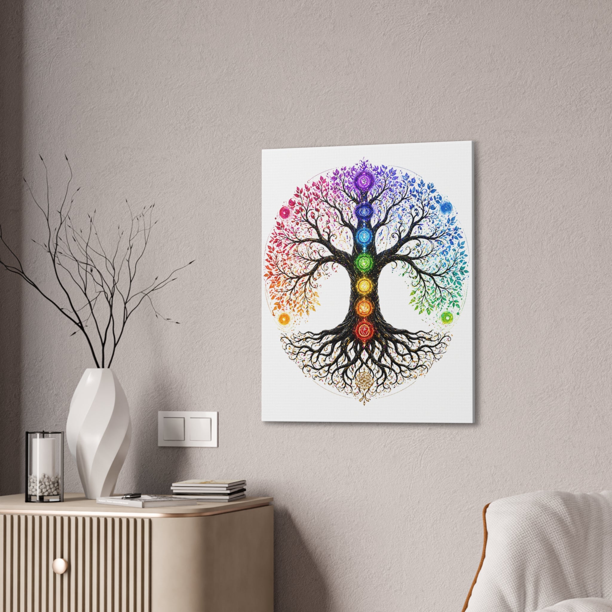 Chakra Tree of Life Canvas Art — Rainbow Chakra Wall Print