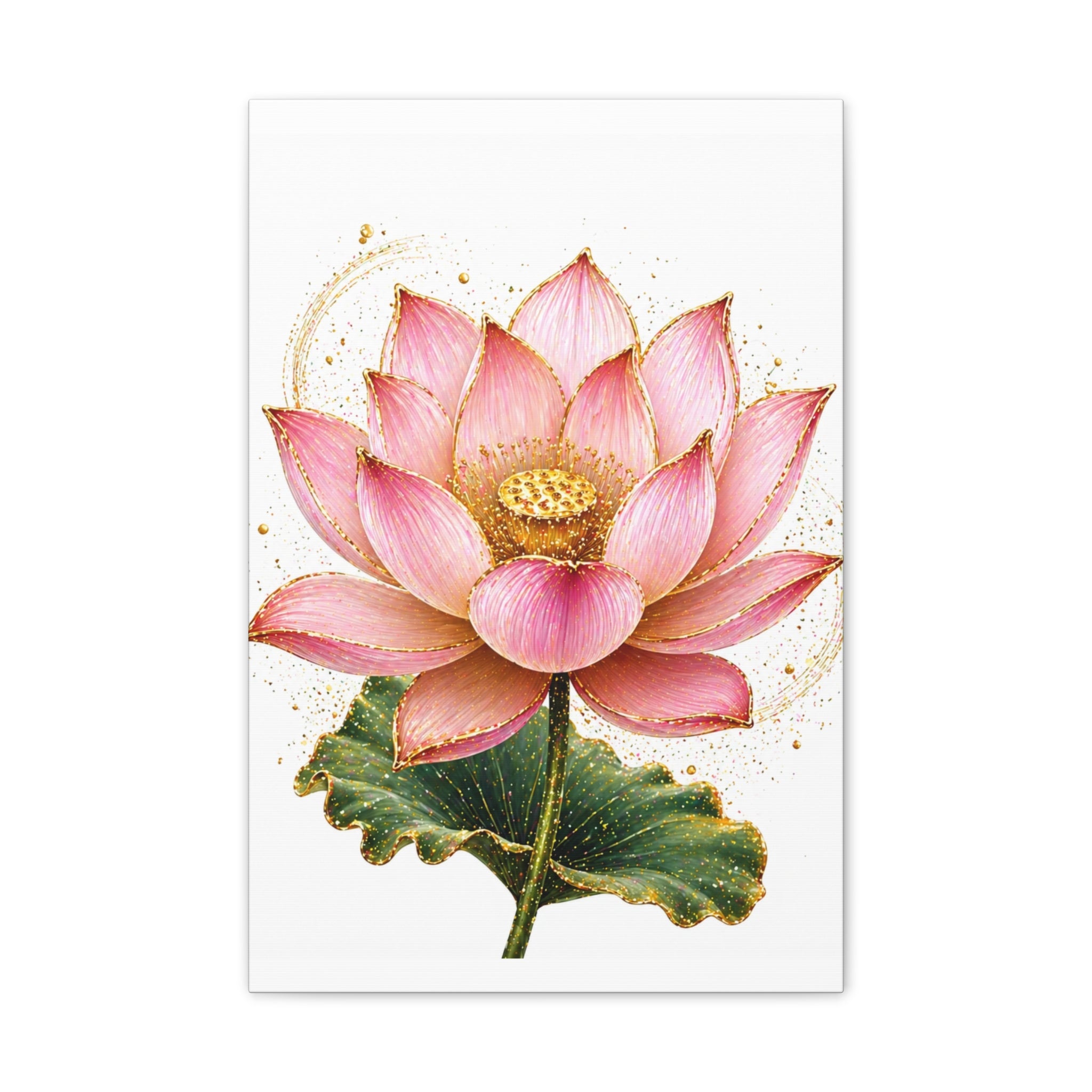 Pink Lotus Canvas Wall Art — Stretched Floral Canvas Print