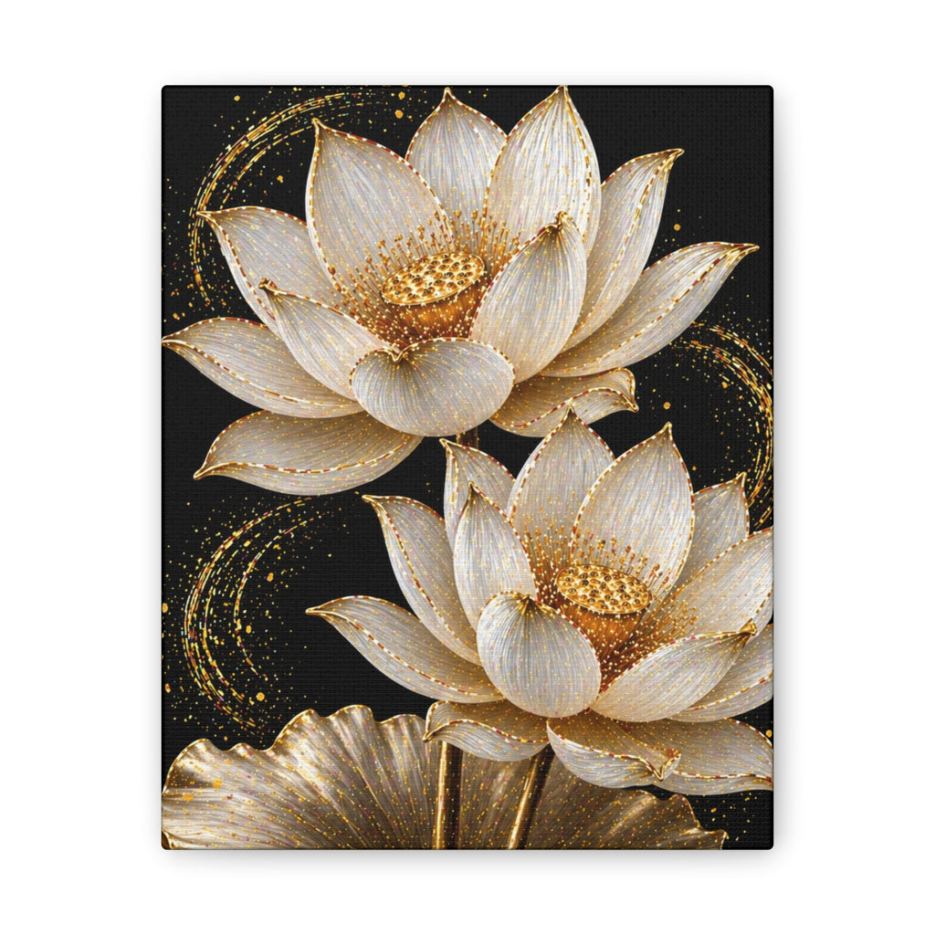 Golden Lotus Canvas Print — Elegant Floral Wall Art
