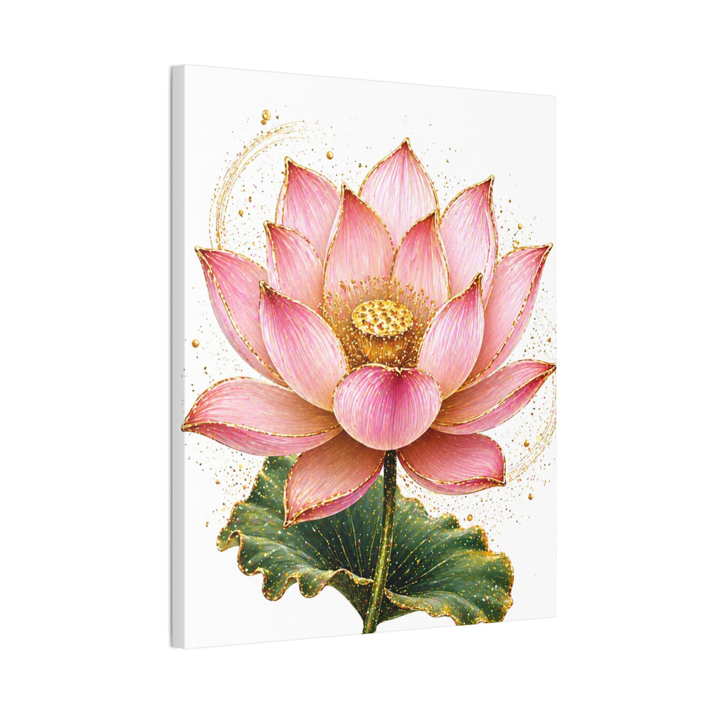 Pink Lotus Canvas Wall Art — Stretched Floral Canvas Print